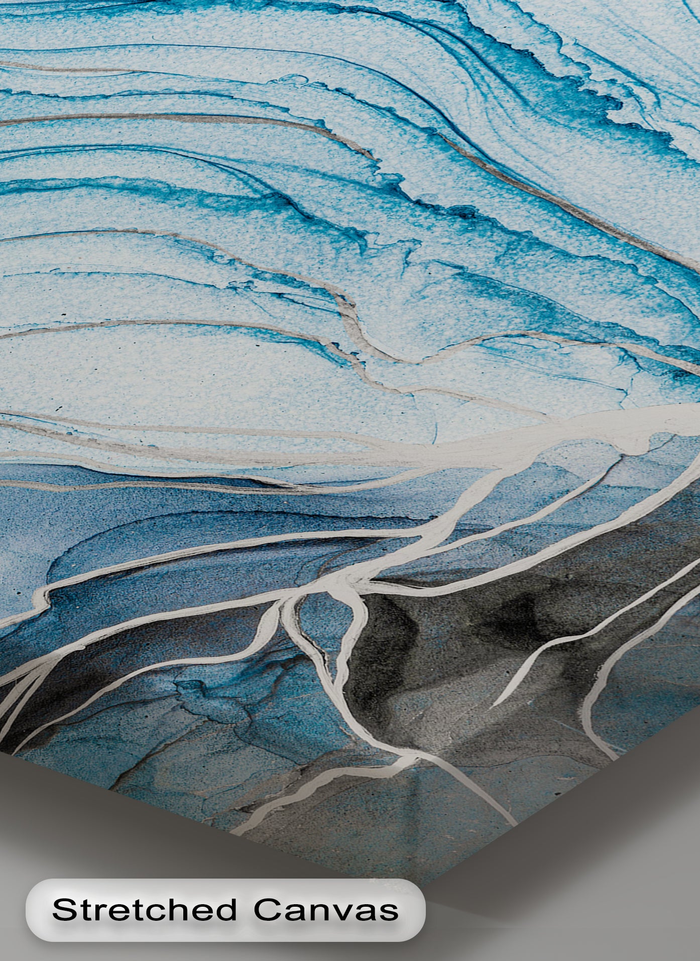 Abstract Ocean Swirl Canvas Print - Indigo & Slate Blue Wall Art for Home & Office Decor | Modern Coastal Painting for Living Room, Bedroom