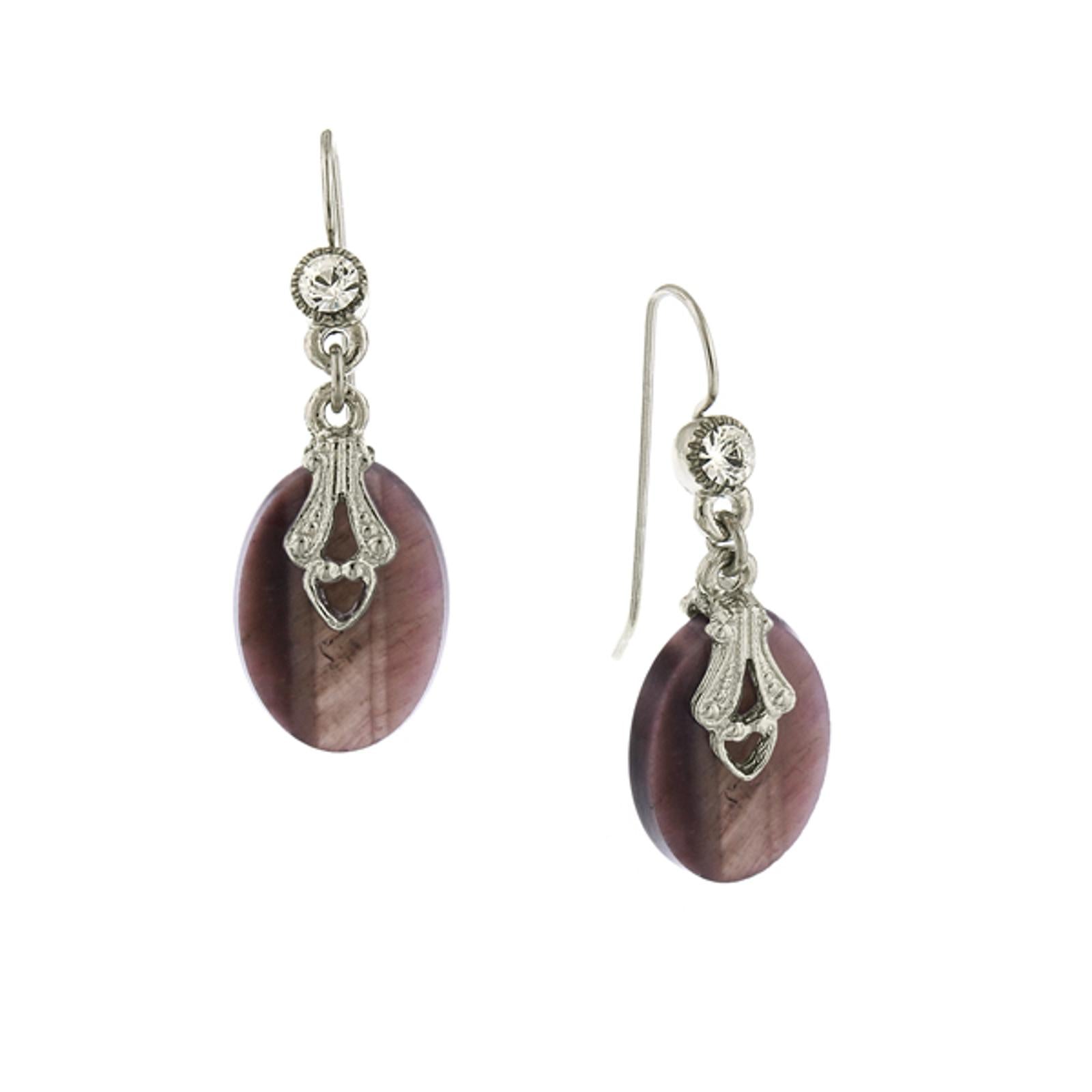 1928 Vintage Style Oval Amethyst Gemstone Drop Earrings - Purple Crystal Dangle Earrings for Women, Perfect for Weddings, Parties & Evening Events