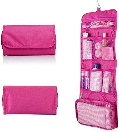 Kridix Foldable Hanging Travel Cosmetic Bag - Waterproof Makeup Organizer Case & Toiletry Pouch for Women | Perfect for Travel, Bathroom Storage & Wall Mount Dressing Kit - Multi-Purpose Utility Organizer