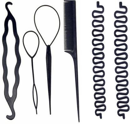 AROSHA Hair Braiding Tool - Professional Hair Styling Kit for Women & Girls | Easy DIY Braids, Cornrows & Twist Hairstyles | Perfect for Salon, Home & Travel Use (Black)