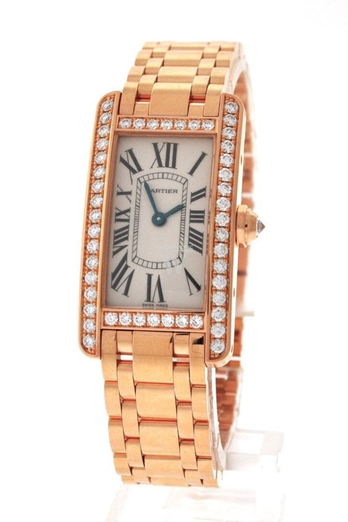 Cartier Tank Americaine Small 18K Pink Gold Diamond Ladies Watch WB7079M5 - Luxury Diamond-Accented Timepiece for Women, Perfect for Formal Events & Special Occasions