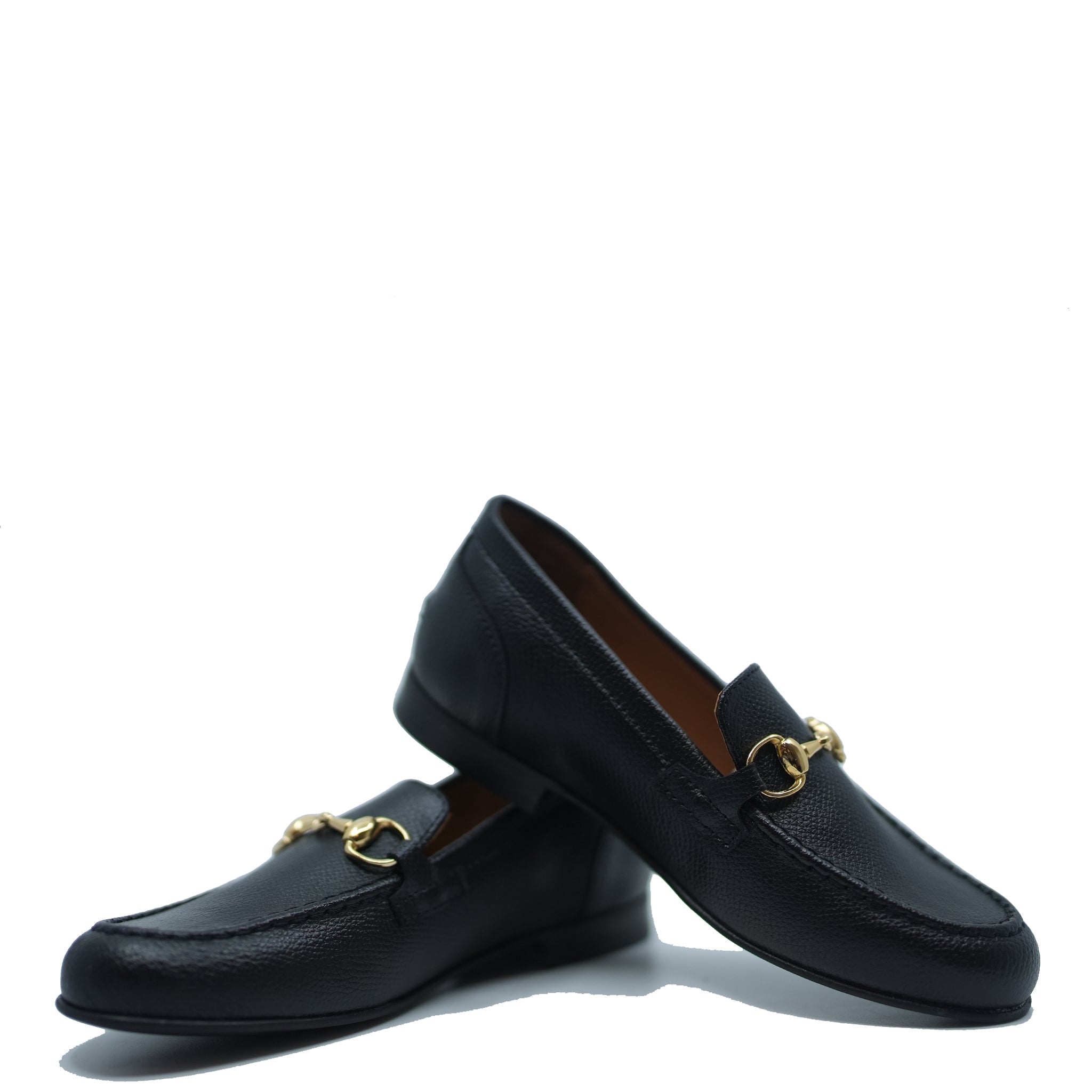Men's Atlanta Moccasin Black Pebbled Leather Dress Shoes with Buckle Detail - Perfect for Business, Office & Formal Occasions