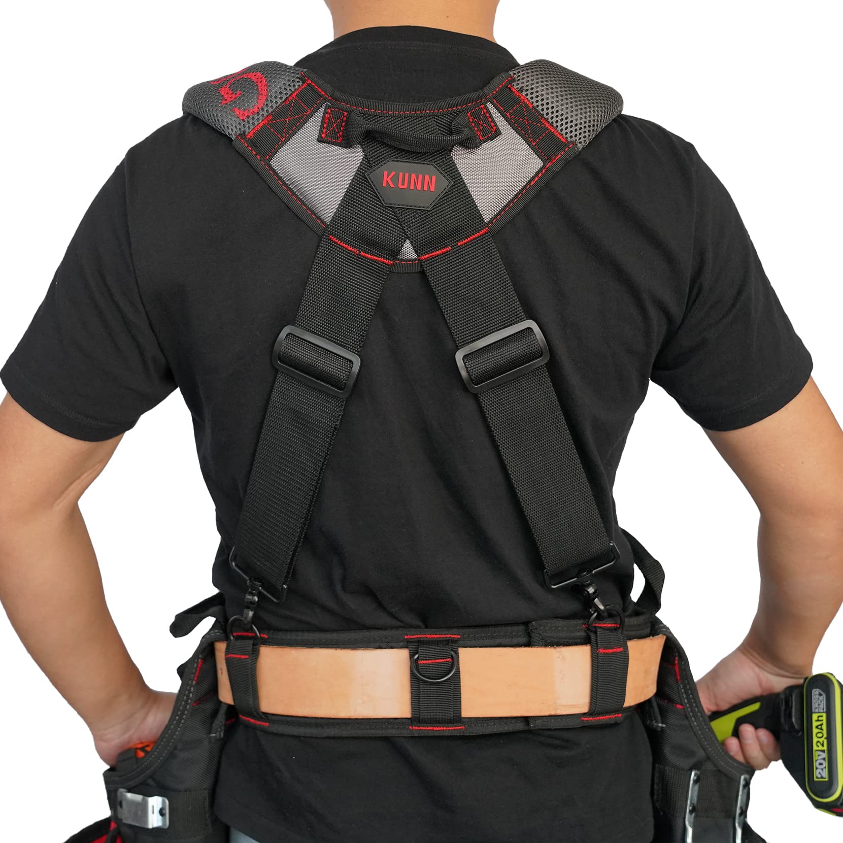 KUNN Professional Tool Belt Suspender & Drill Holster - Heavy Duty Adjustable Hook for Cordless Drills - Perfect for Construction, Carpentry, and DIY Projects