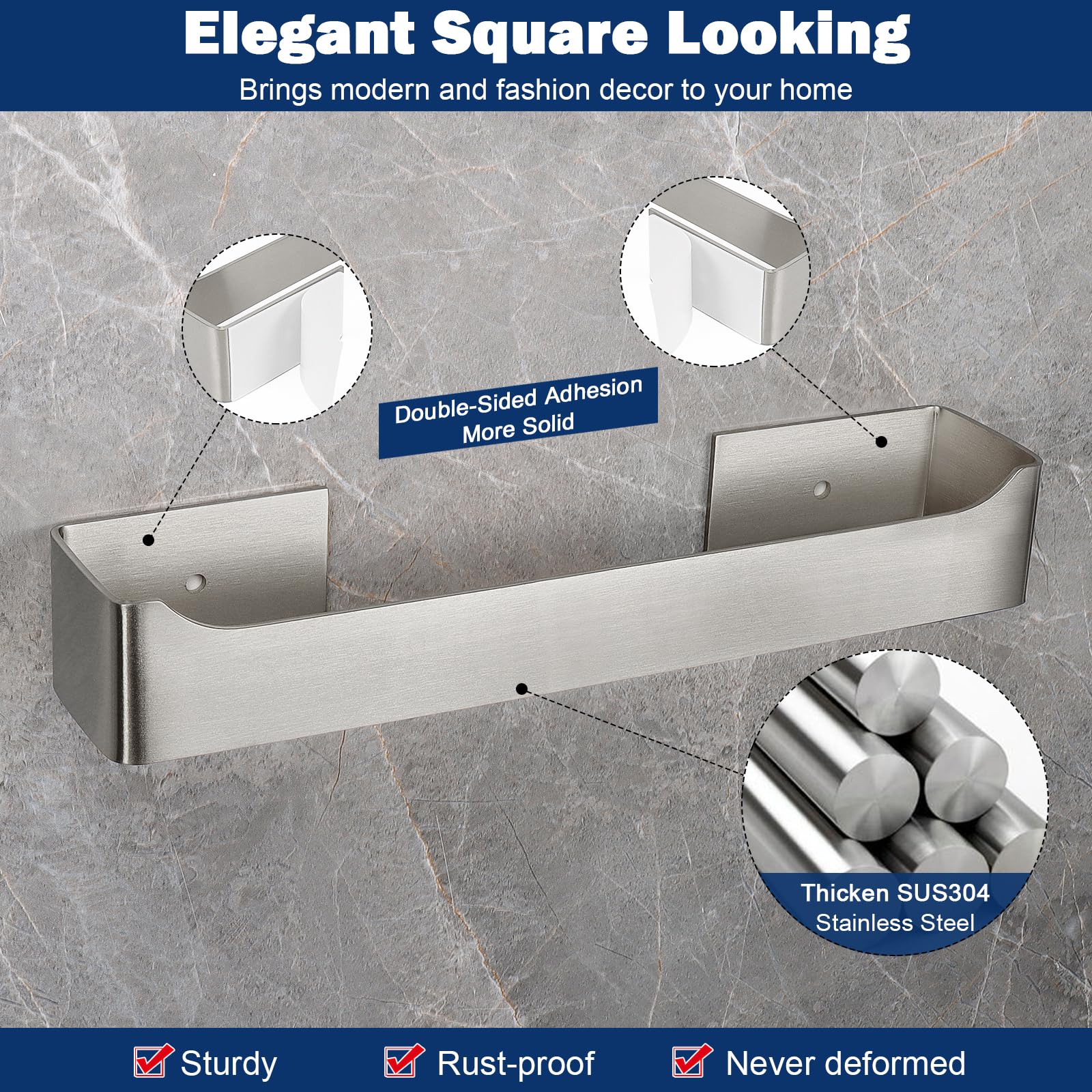NearMoon Self Adhesive Stainless Steel Hand Towel Holder - 12 Inch Brushed Nickel Wall Mounted Towel Ring for Bathroom & Kitchen - Rustproof Stick-on Towel Rack - Perfect for Small Spaces, Apartments and RVs