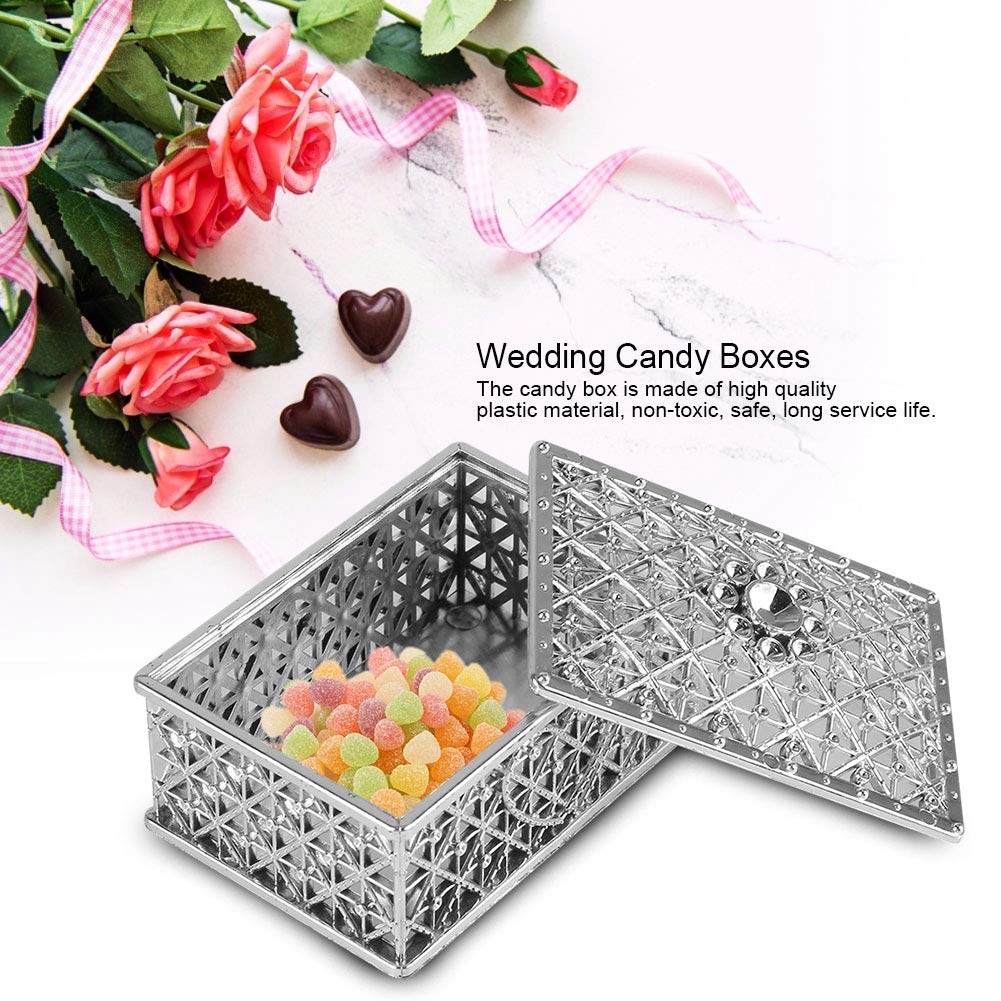 12PCS Silver Hollow Treasure Chest Candy Boxes - Creative Square Gift Box for Wedding Favors, Party Decorations, Candy Containers & Decorative Accessories | Perfect for Themed Parties, Baby Showers, Bridal Showers & Holiday Gifts