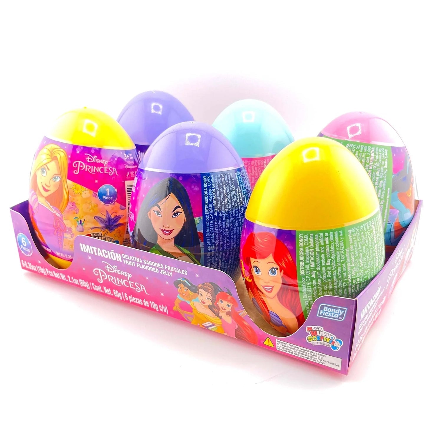 Bondy Mega Egg Princesas - 6 Count Box | Disney Princess Surprise Eggs for Kids | Perfect for Birthday Gifts, Easter Egg Hunts & Party Favors