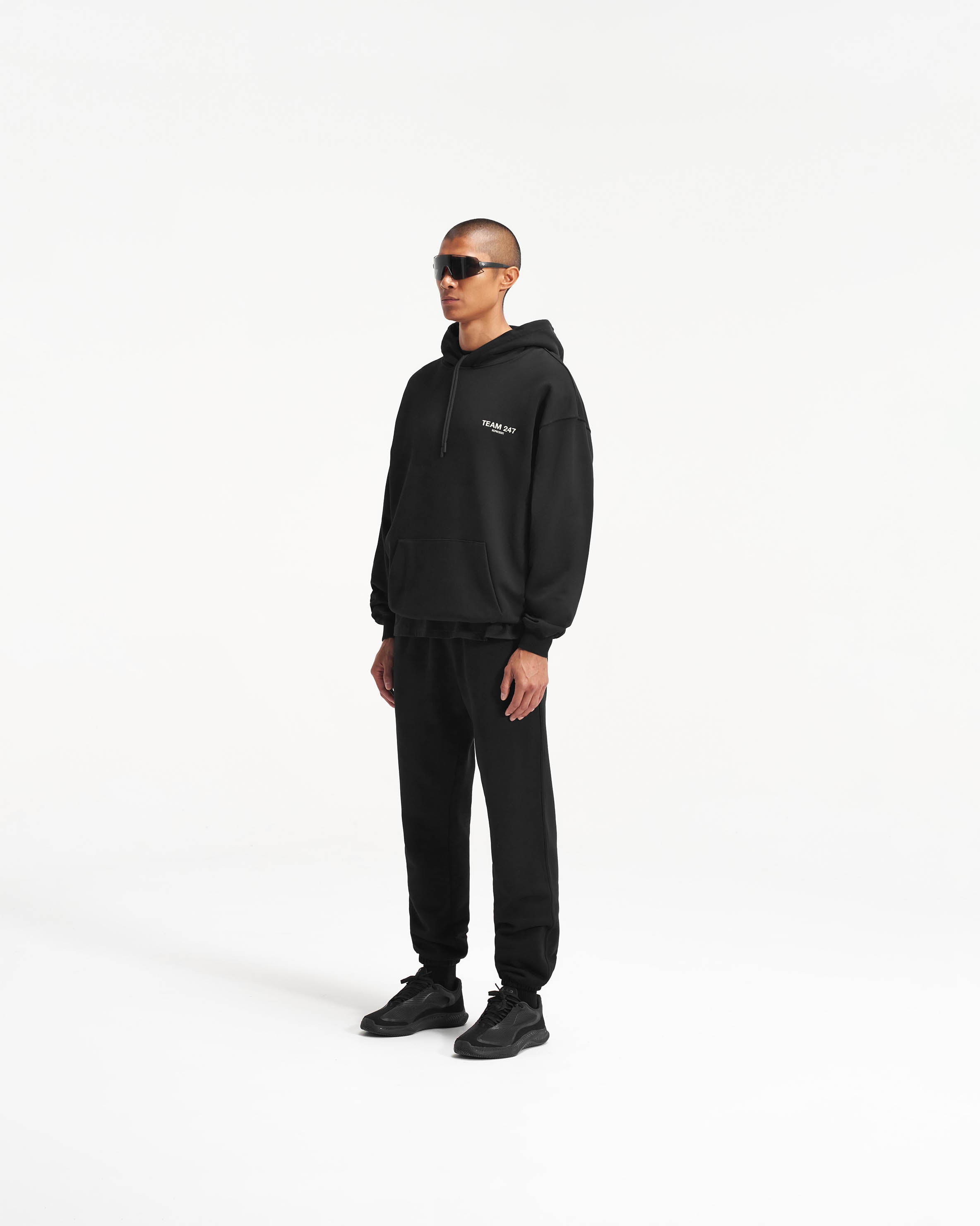Team 247 Oversized Hoodie for Men & Women - Black - Soft Fleece Pullover Sweatshirt for Casual Wear, Street Style & Loungewear