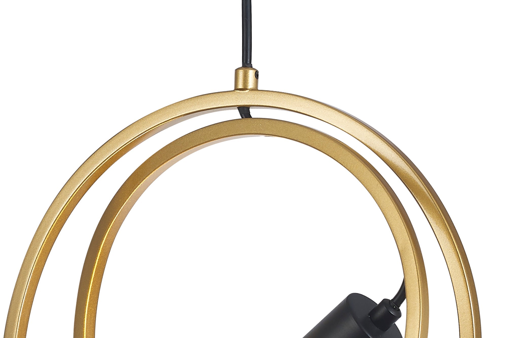 Corfu Double Ring Pendant Light Fixture - 1 Light E27 Base in Matte Black & Gold Finish - G95 & 120W Bulb Recommended - Perfect for Dining Room, Kitchen Island or Bedroom Lighting