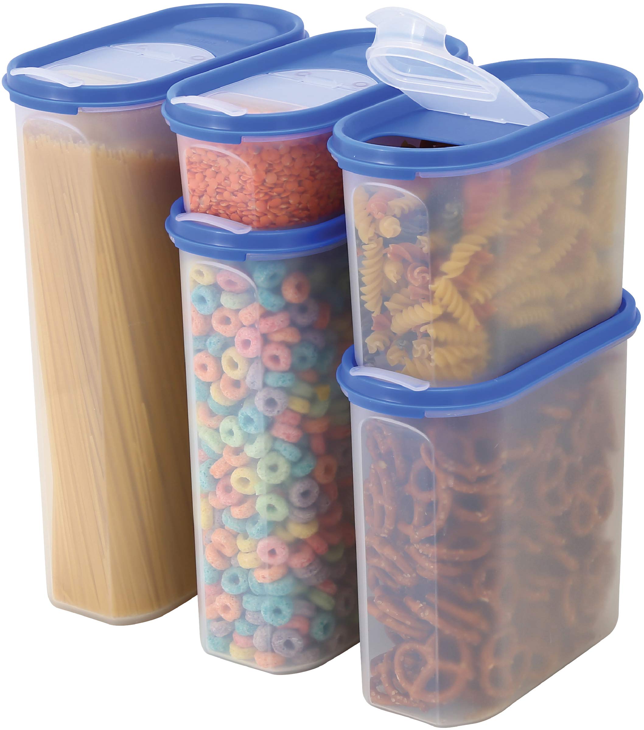 MILTON 10-Piece Airtight Food Storage Containers Set - BPA Free Clear Frosted Plastic with Lids - Stackable Space-Saving Modular Design for Kitchen Pantry Organization - Perfect for Dry Foods, Cereal, Flour, Sugar & Baking Ingredients Storage