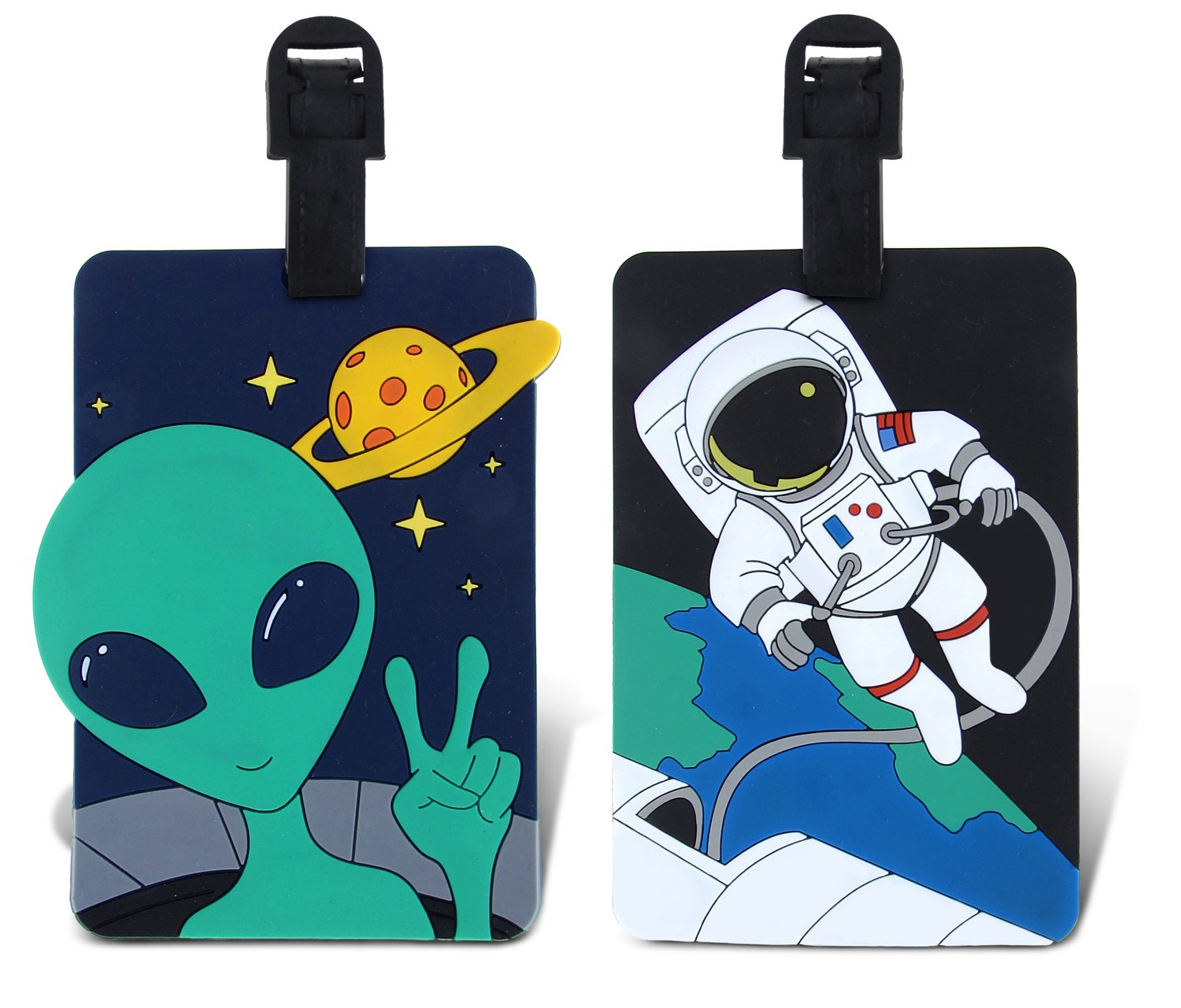 Alien and Astronaut Themed PUZZLED TAGGAGE Luggage Tag - 3.5x5 Inch Durable Travel ID Tag for Suitcases, Backpacks & Carry-Ons - Perfect for Space Enthusiasts and Sci-Fi Fans