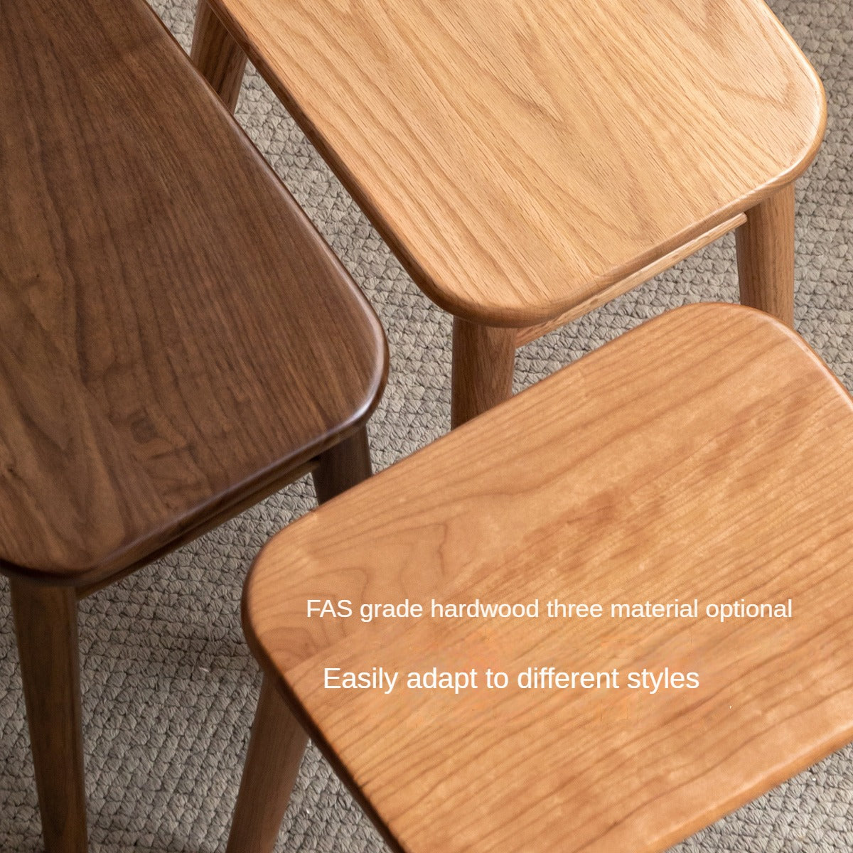 Premium Black Walnut, Cherry & Oak Solid Wood Modern Vanity Stool - Luxury Makeup Seat for Dressing Table, Bedroom & Bathroom