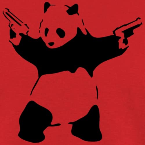 Spreadshirt Men's Panda with Guns Graphic T-Shirt - Funny Animal Design for Casual Wear, Street Style & Gifts