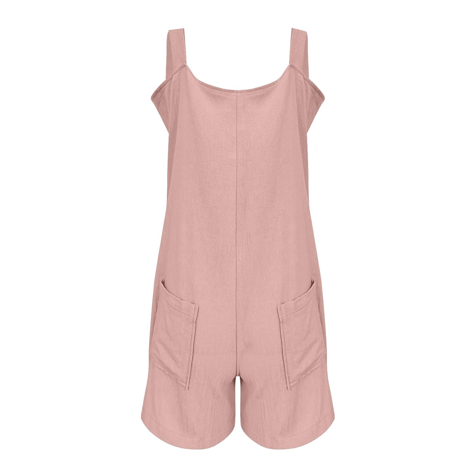 Women's Plus Size Summer Romper 2024 - Square Neck Short Overalls Jumpsuit with Pockets | Casual Outfit for Beach, Vacation & Summer Parties