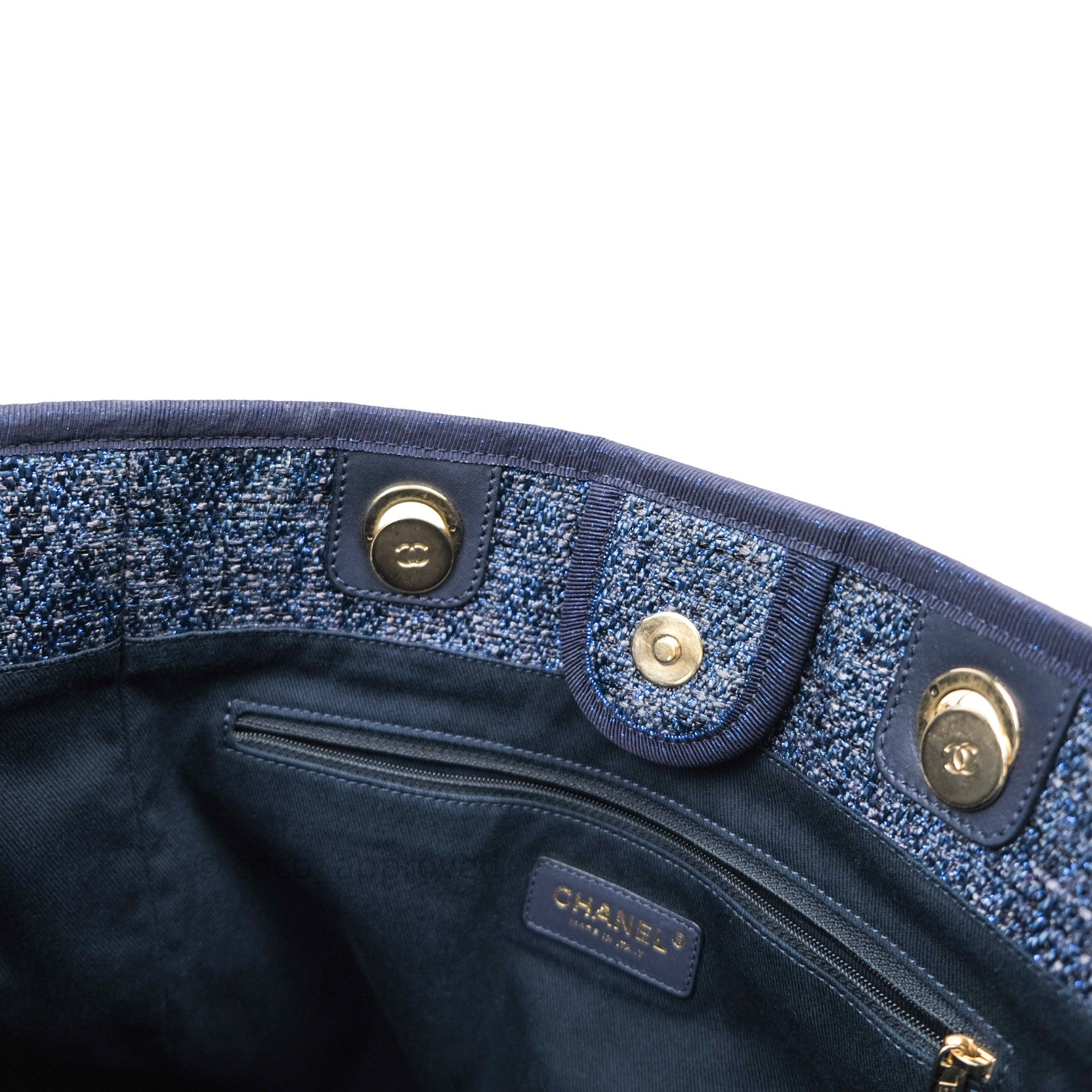 Chanel Navy Blue Canvas Deauville Medium Tote Bag - Luxury Designer Handbag for Women, Perfect for Work, Travel & Everyday Use