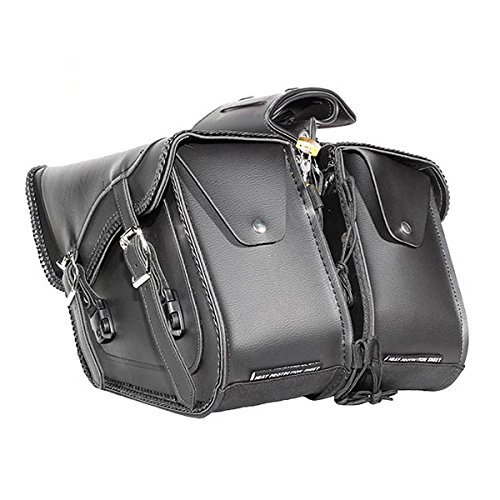 SD4065 Braided Leather Saddlebags for Motorcycle - Vintage Style Plain Motorcycle Saddle Bags for Harley Davidson, Cruiser & Touring Bikes - Perfect for Long Rides, Road Trips & Biker Accessories