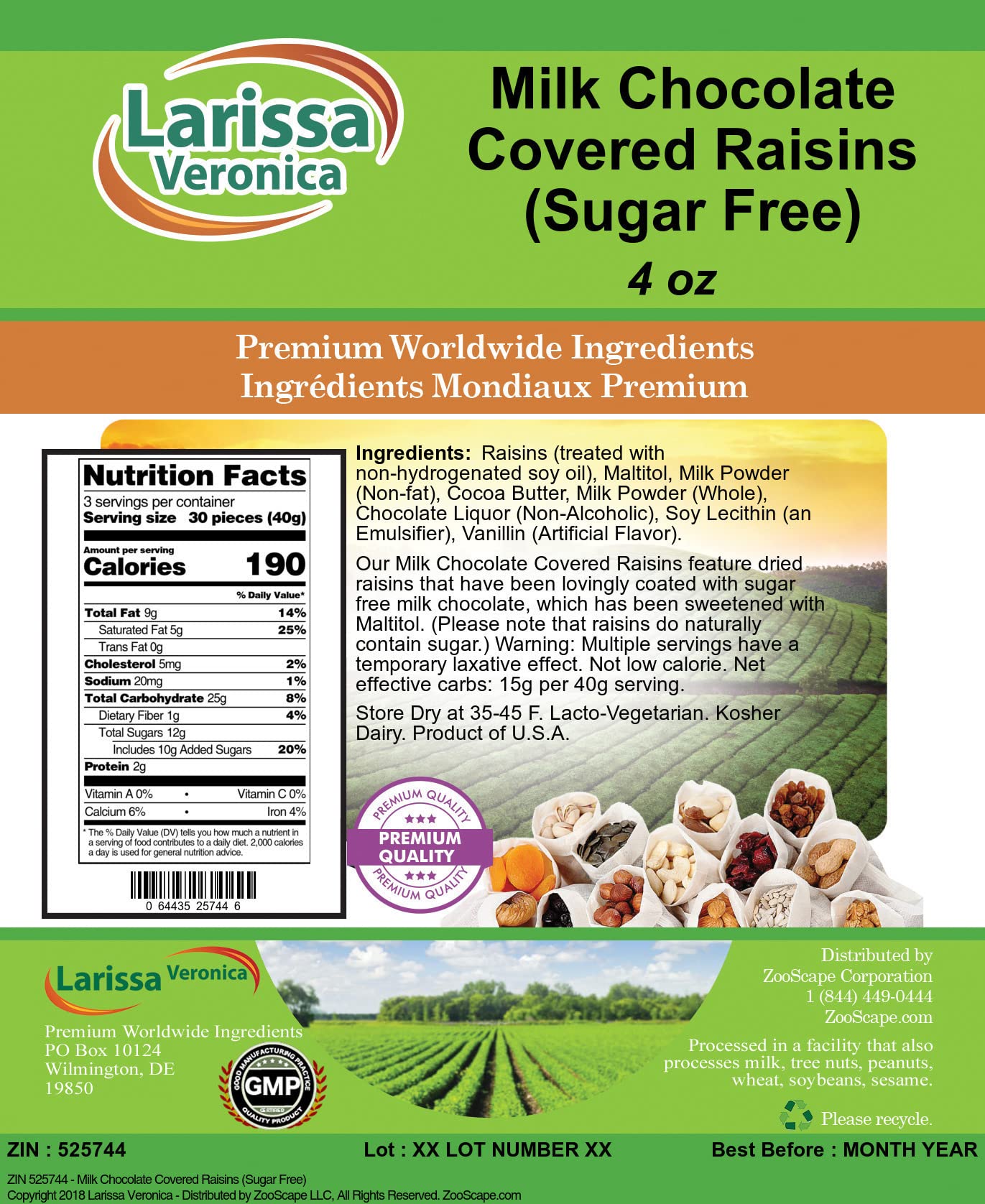Sugar Free Milk Chocolate Covered Raisins - 4oz Bag | Healthy Snack for Weight Loss & Diabetics | Perfect for Office, Hiking & Movie Nights