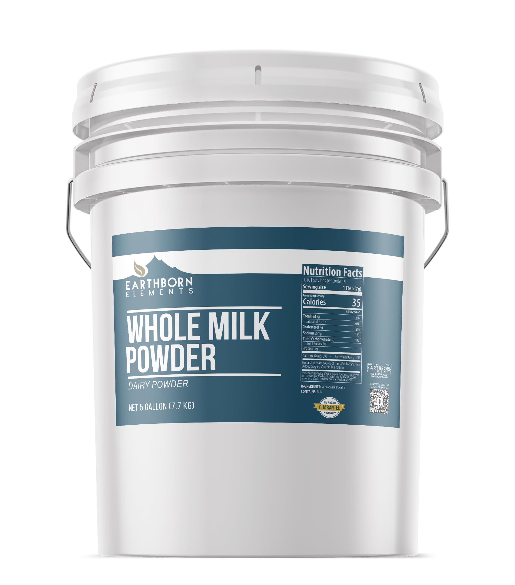Earthborn Elements Whole Milk Powder 5 Gallon - Light Sweet Taste, Bulk Size for Baking, Cooking & Emergency Food Storage