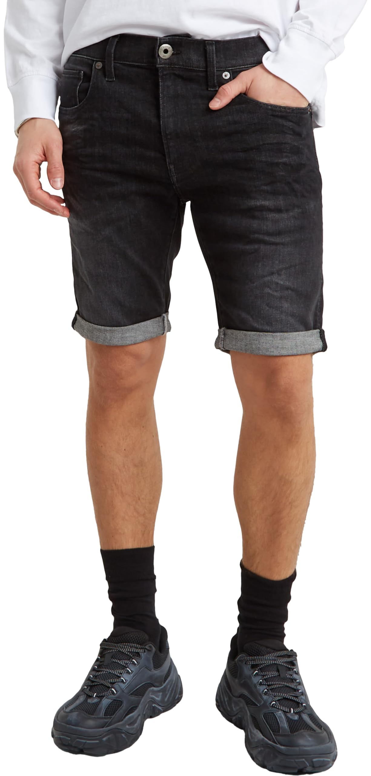 G-STAR RAW Men's 3301 Slim Fit Shorts - Medium Aged Grey, Size 24 | Casual Summer Wear & Street Style Outfits