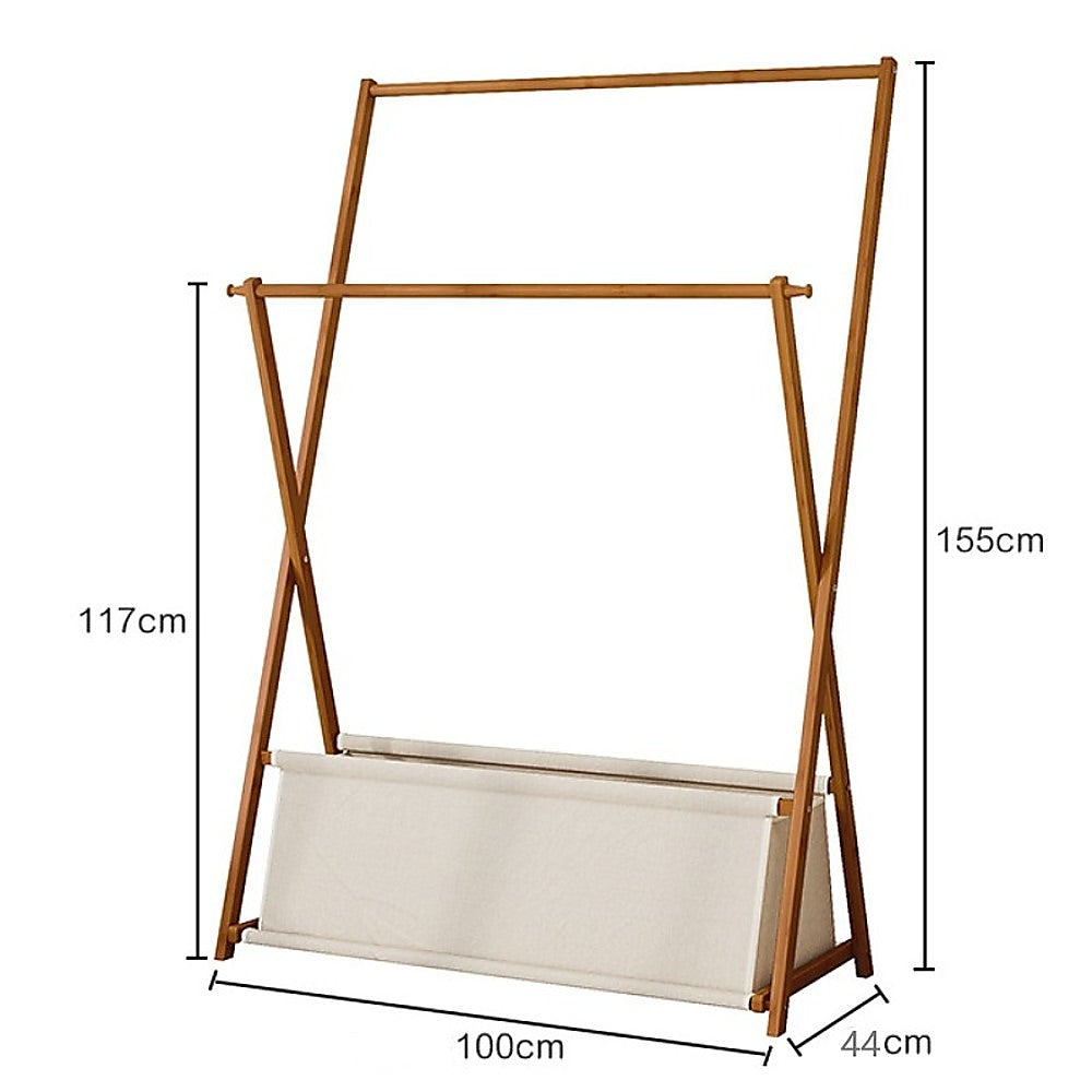 100x155cm Freestanding Clothes Rail Rack with Lower Storage Shelf - Heavy Duty Garment Hanger for Bedroom, Closet & Laundry Room Organization | Space Saving Clothing Rack for Dresses, Coats & Wardrobe Storage