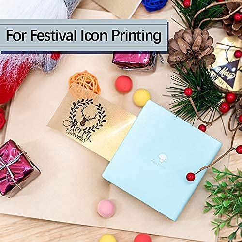 Phomemo Mini Bluetooth Label Maker - Portable Thermal Printer with 1 Roll Transparent/Silver/Gold Glitter Sticker Paper | Perfect for Home, Office, School & Craft Organization