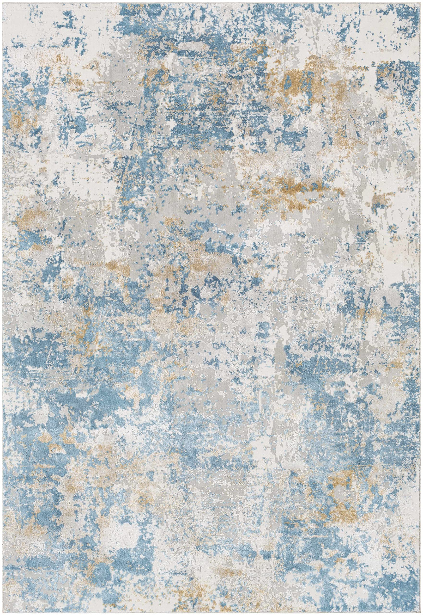 Hauteloom Hawes Modern Area Rug 12' x 15' - Soft Gray, Brown, Blue - Perfect for Living Room, Bedroom, Office - Washable & Durable Home Decor