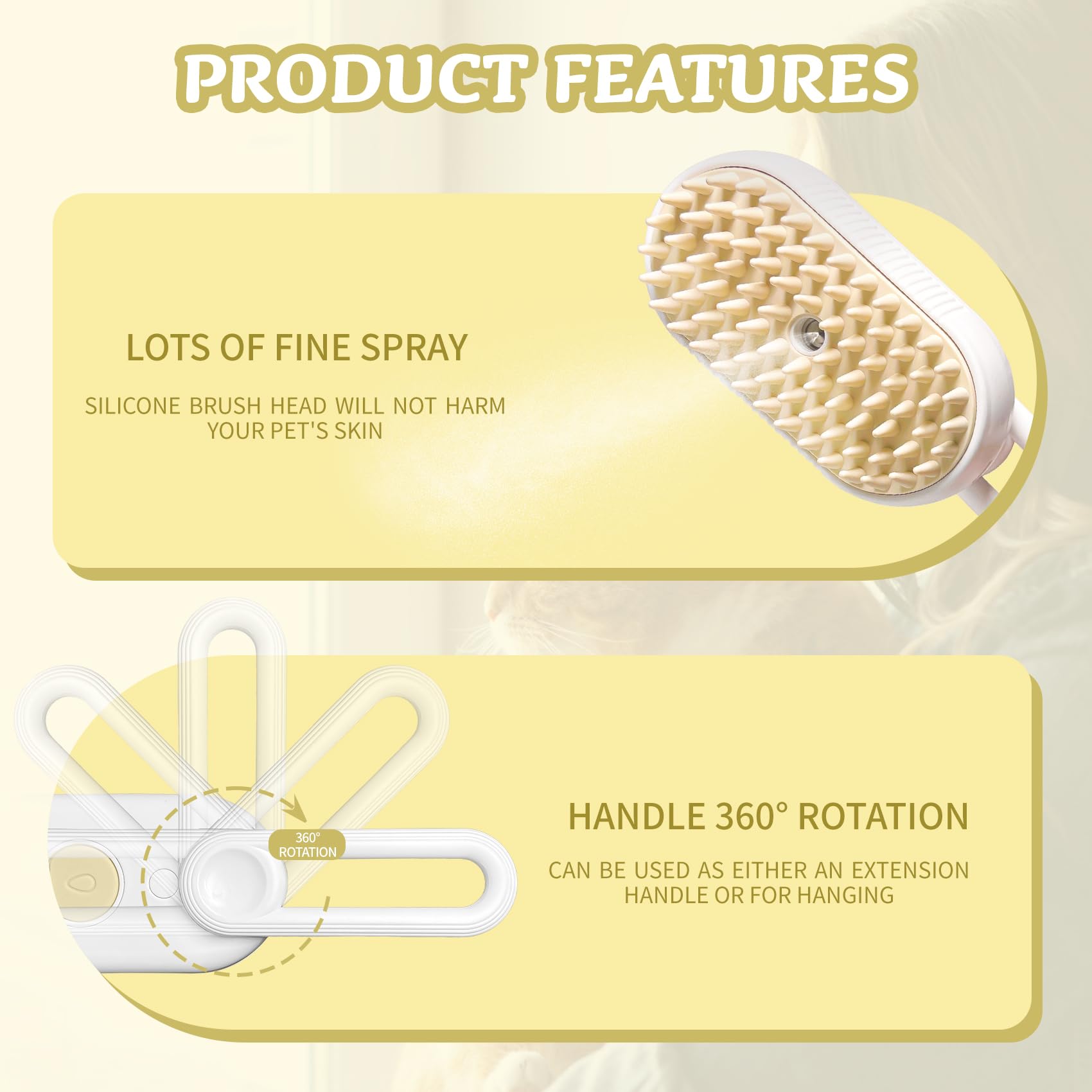 Pet Grooming Brush with Steamer - Dog & Cat Deshedding Brush with Spray Function, Water Comb Bath Brush for Shedding Control (White) - Perfect for Home Grooming & Professional Pet Care
