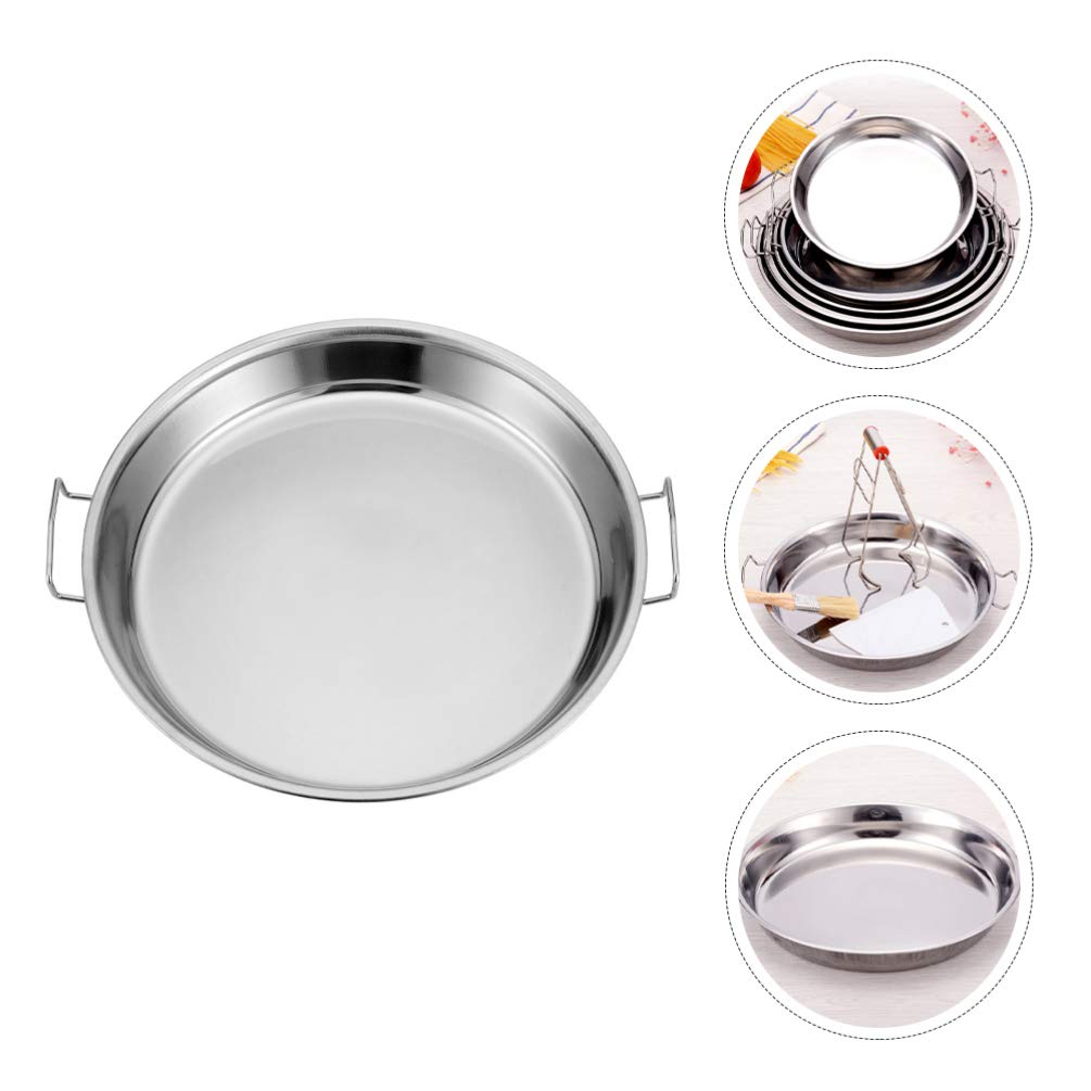 2-Piece Stainless Steel Steamer Tray Set - 26CM Double Handle Cake Pan, Noodle Rack & Rice Tray - Heat-Resistant for Baking, Cooking & Food Display (Perfect for Asian Cuisine, Party Serving & Kitchen Organization)