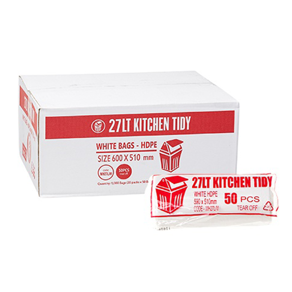 27L White Kitchen Trash Bags - Heavy Duty Bin Liners for Waste Disposal, Perfect for Home, Office & Outdoor Use