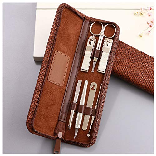 Premium 7-Piece Nail Care Kit - Stainless Steel Nail Clippers, Nail File, Ear Pick & Travel Case for Women & Men - Home & Travel Manicure Set (Pink) - Perfect for Daily Grooming, Salon Use & On-the-Go Beauty Essentials