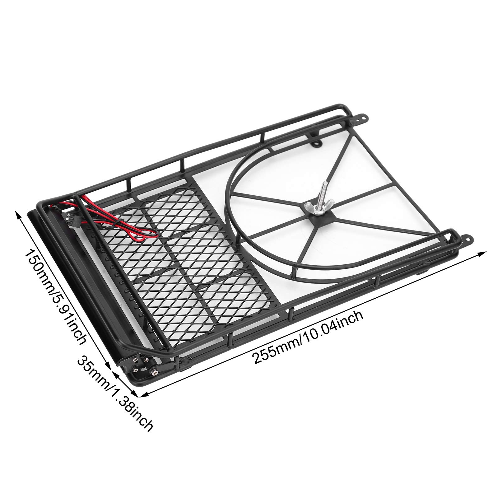Alomejor Large RC Car Roof Rack with LED Lights - Heavy Duty Crawler Car Luggage Carrier for Off-Road Adventures & Camping Trips