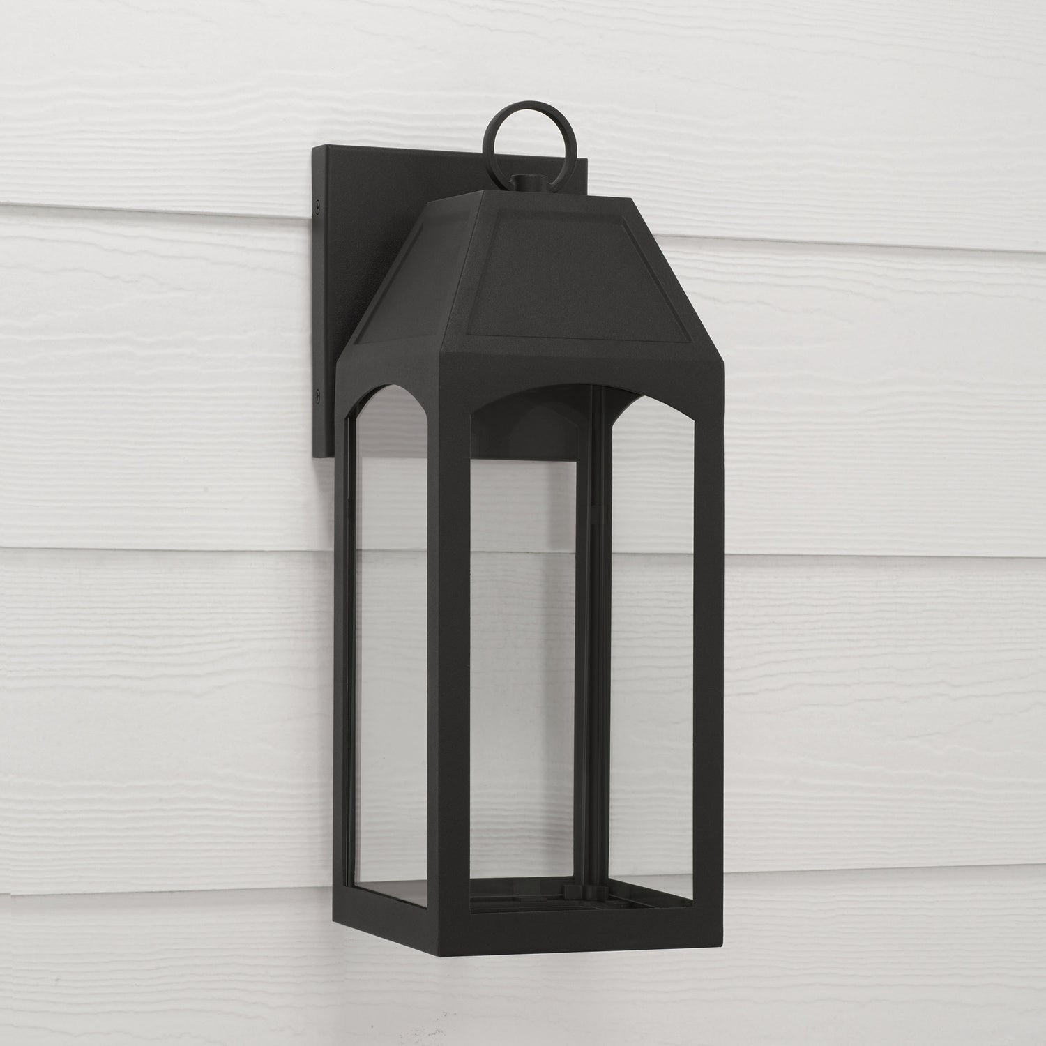 Capital Lighting One Light Outdoor Wall Lantern - Weatherproof Exterior Sconce for Porch, Patio & Garden - Black Finish with Clear Glass Shade