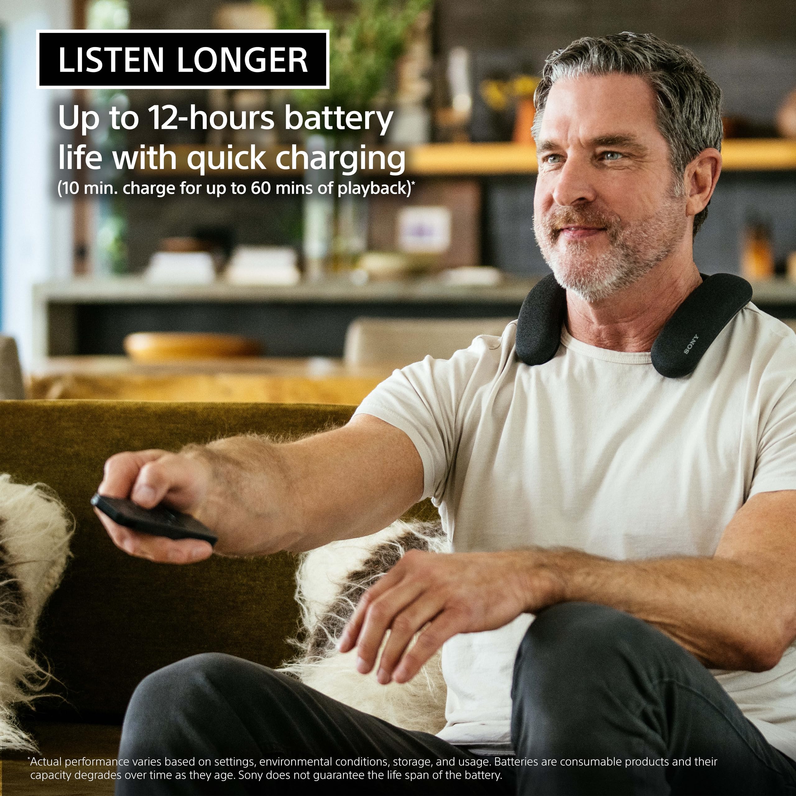 Sony BRAVIA Theater U Wireless Wearable TV Speaker with Bluetooth - Personalized Home Theater Audio System for Movies & Gaming, Built-in Mic, 12H Battery Life, IPX4 Splash-Resistant (HT-AN7) - Perfect for Home Entertainment, Gaming Sessions & Outdoor Movie Nights