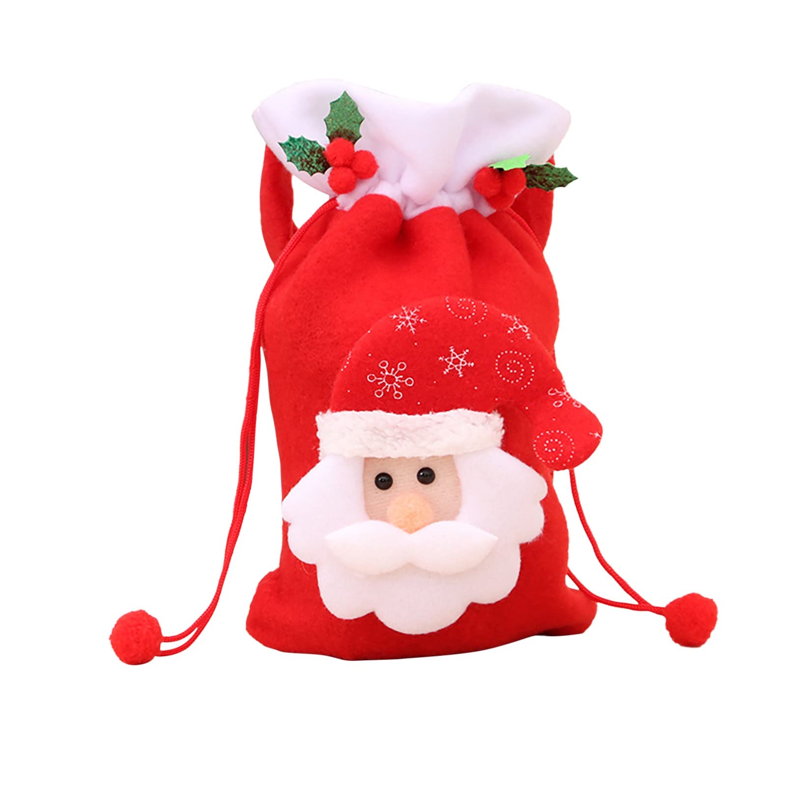 Christmas Drawstring Candy Bags - Bulk Santa Gift Bags for Kids, Party Favors & Holiday Decorations | Perfect for Classroom Treats, Stocking Stuffers & Festive Celebrations (One Size)
