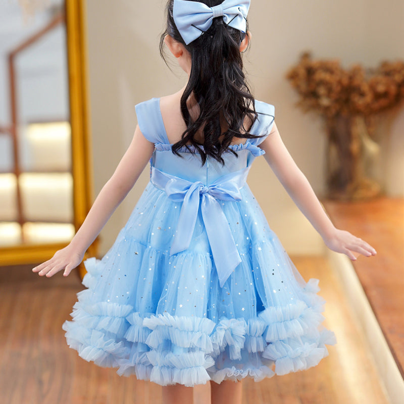Sparkly Baby Girl Pageant Dress with Suspenders - Puffy Princess Gown for Toddler Pageants, Birthday Parties & Special Occasions