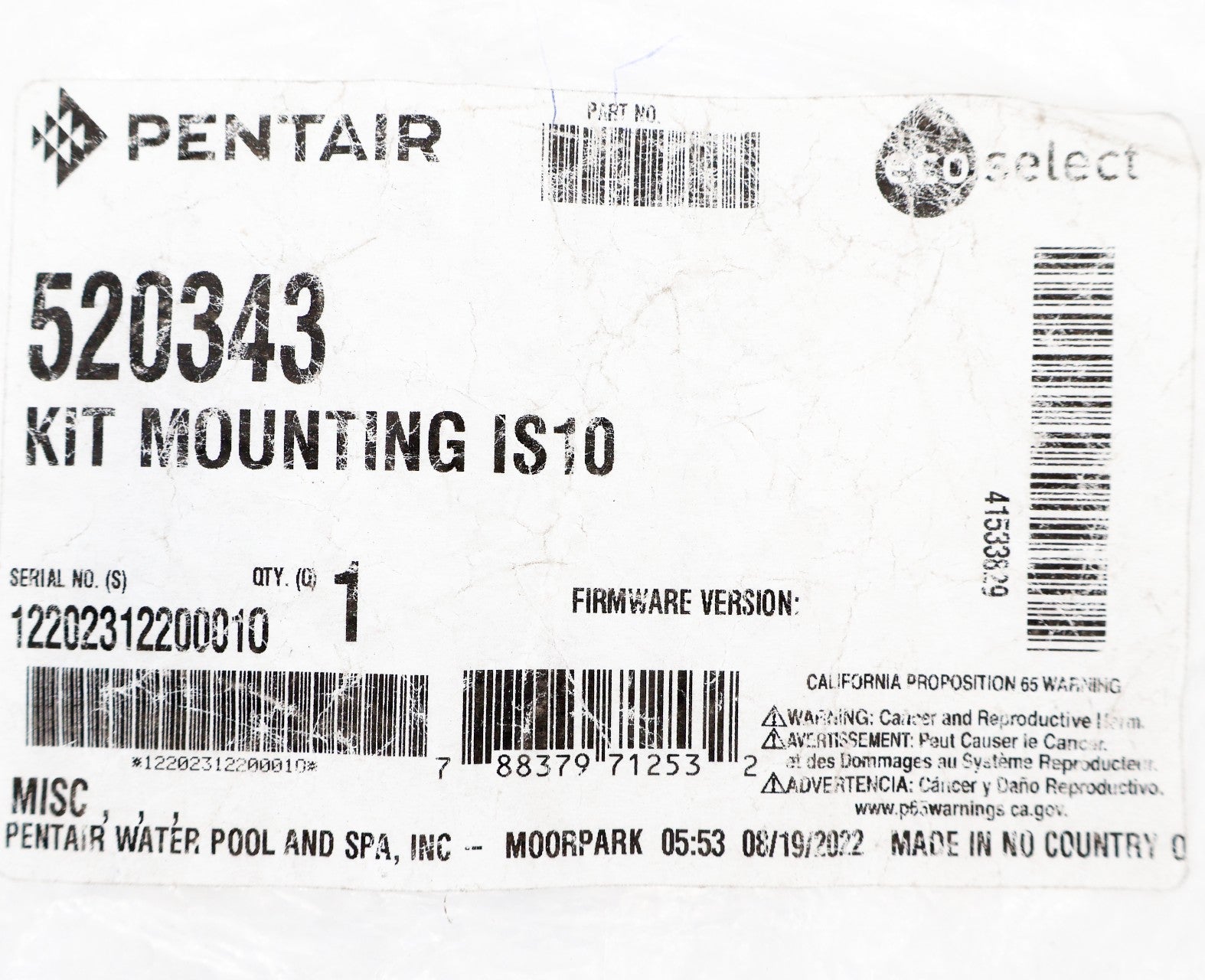 Pentair iS10 Mounting Kit for IntelliTouch Automation System - Compatible with Pool and Spa Control 520343 | Easy Installation for Smart Home Water Management