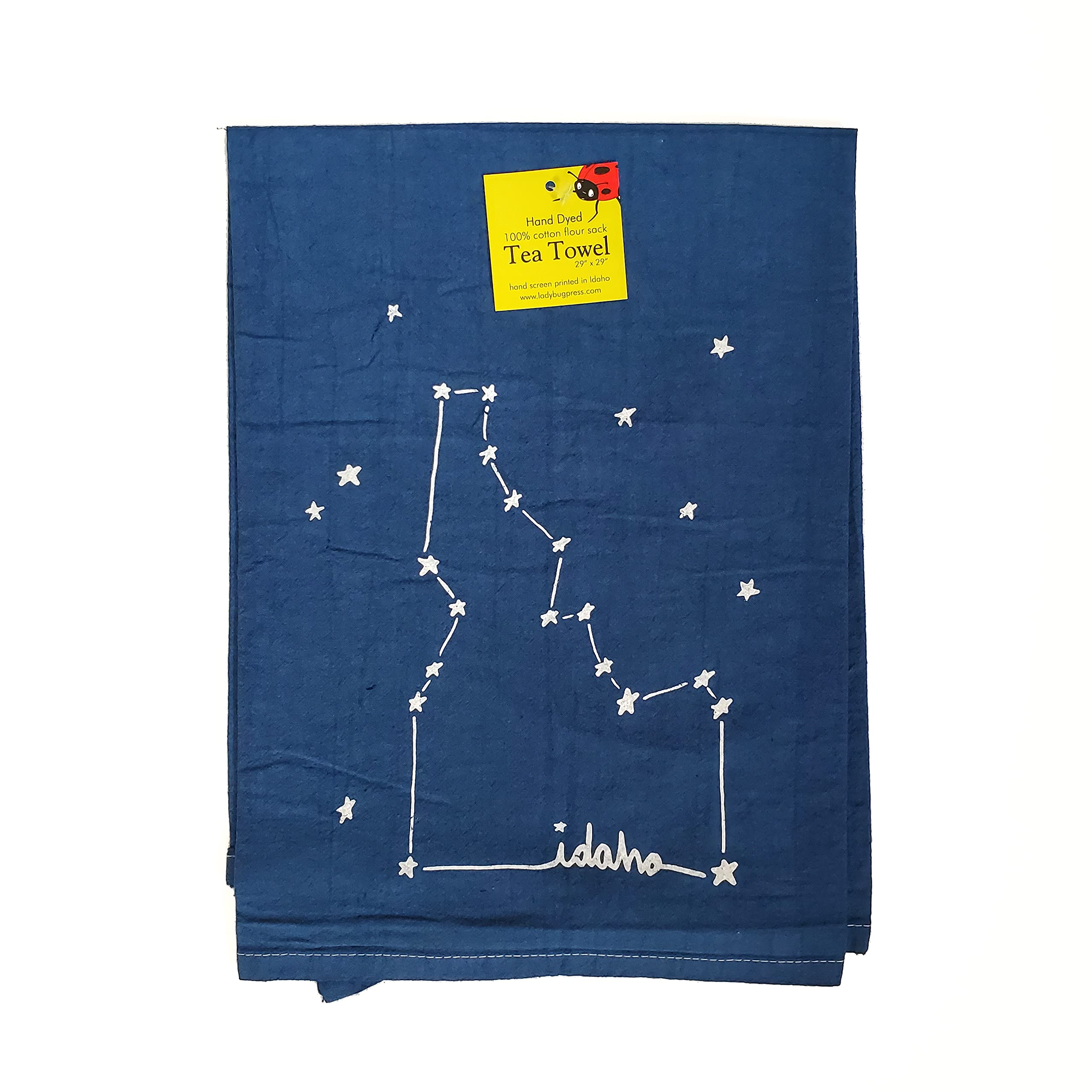 Dyed Idaho Constellation Tea Towel - Screen Printed Flour Sack Kitchen Towel | Perfect for Drying Dishes, Decorating Farmhouse Kitchens & Unique Gifts
