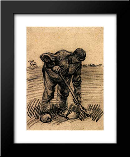 Vincent van Gogh Peasant Lifting Potatoes 15x18 Inch Framed Art Print - Perfect for Home Decor, Office Wall Art & Gift Giving