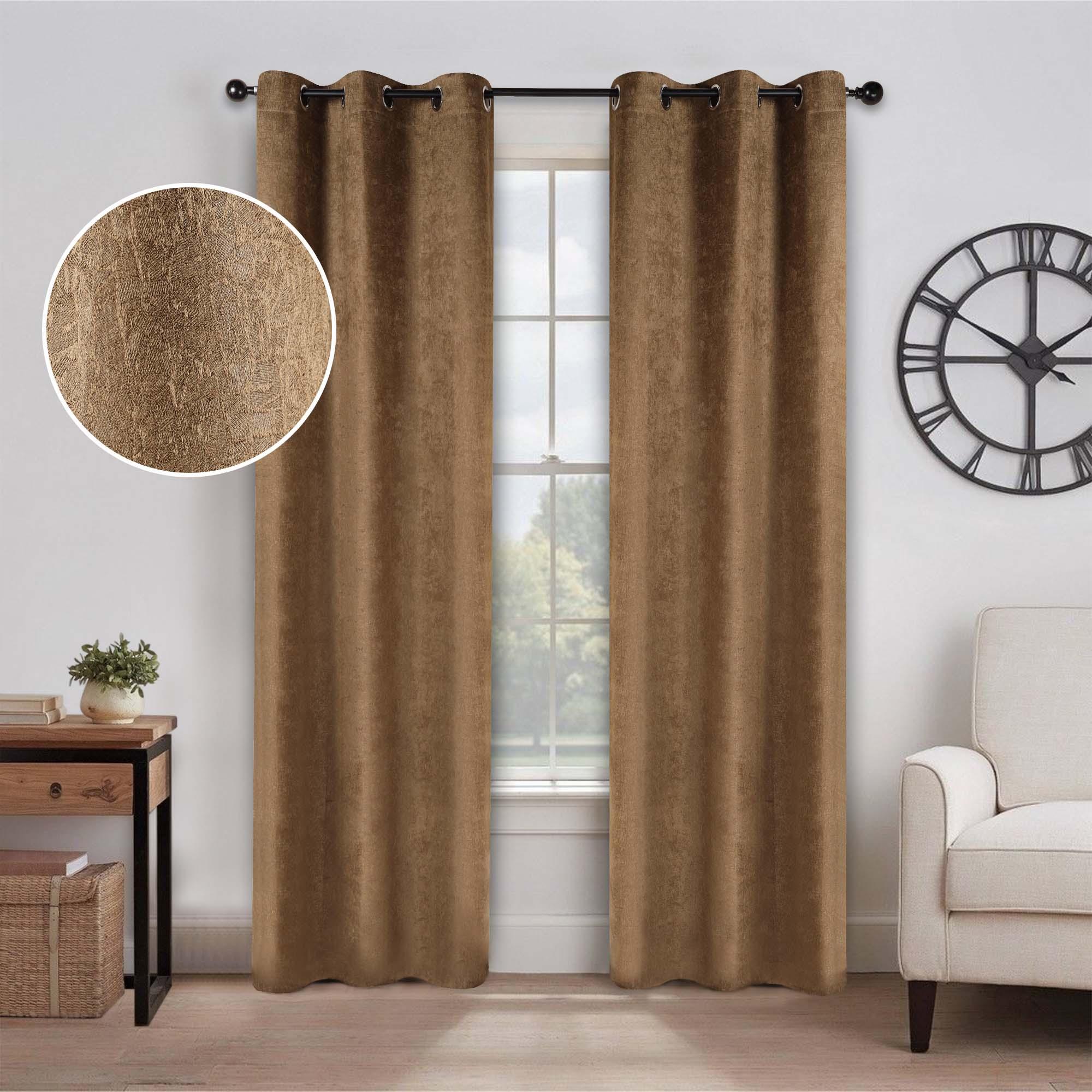 Blackout Thermal Insulated Grommet Curtain Panels Set - Solid Textured Fabric for Bedroom & Living Room - Noise Reducing & Light Blocking for Better Sleep & Privacy