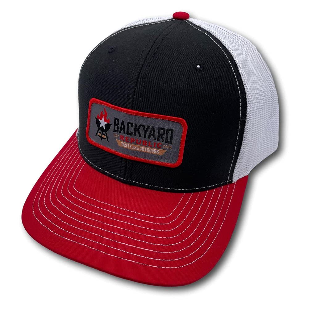 Backyard Republic Rectangle Logo Red Snapback Hat for Men & Women - Adjustable Baseball Cap for Outdoor Sports, Casual Wear & Street Fashion