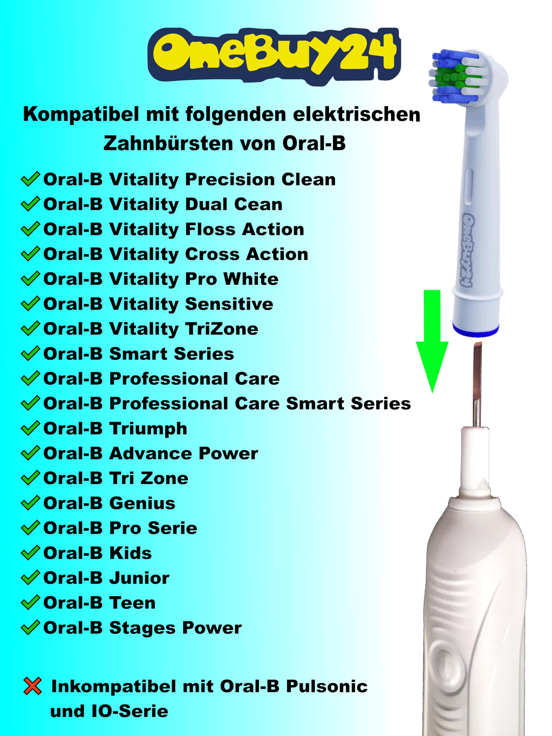 Oral-B Electric Toothbrush Replacement Heads - Compatible with Precision Clean, Vitality & Professional Care Models - 4 Pack - Perfect for Daily Oral Hygiene & Travel Use
