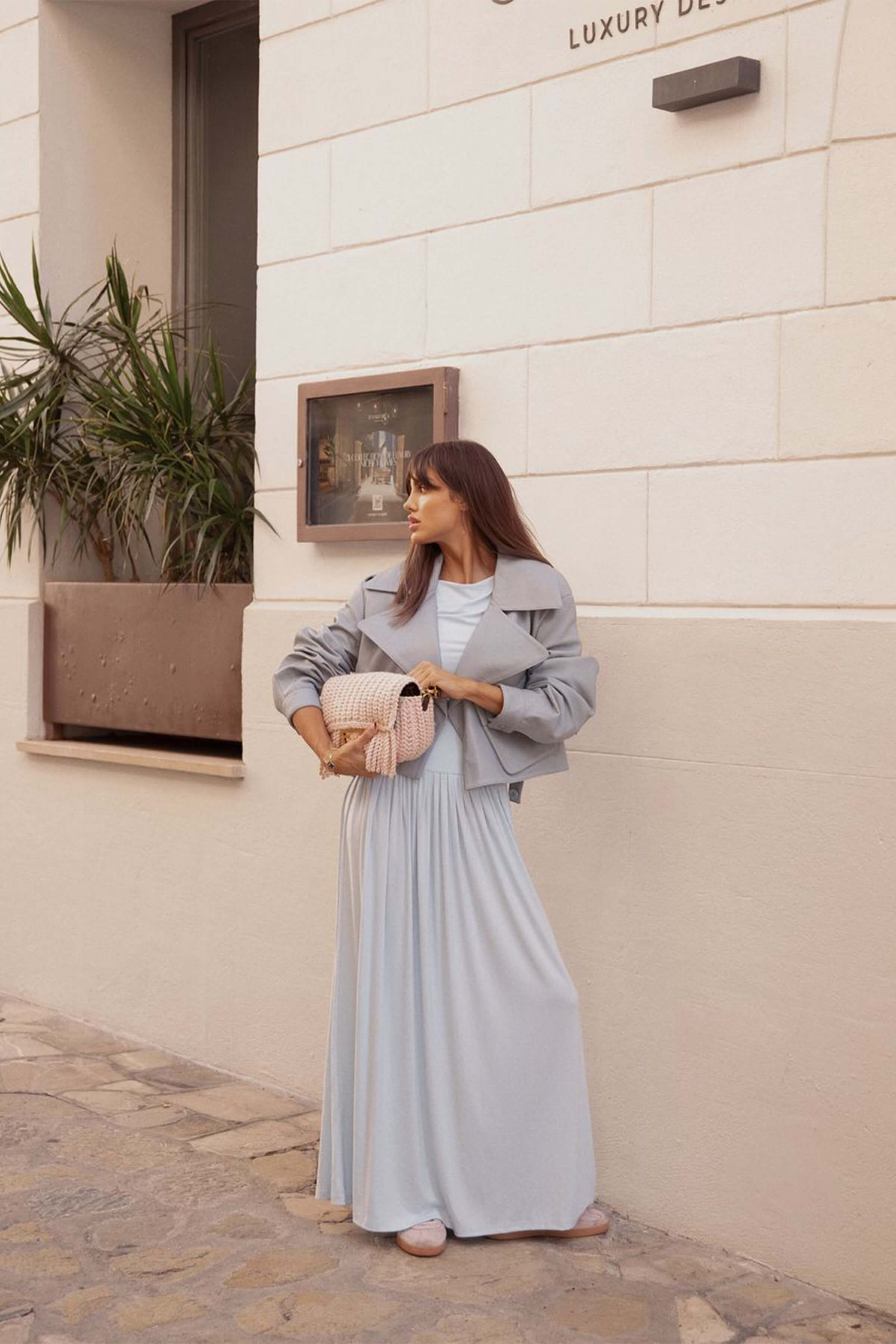 Celestial Blue Cropped Blouson Top - Women's Fashion Short Sleeve Shirt for Casual Outfits & Summer Wear