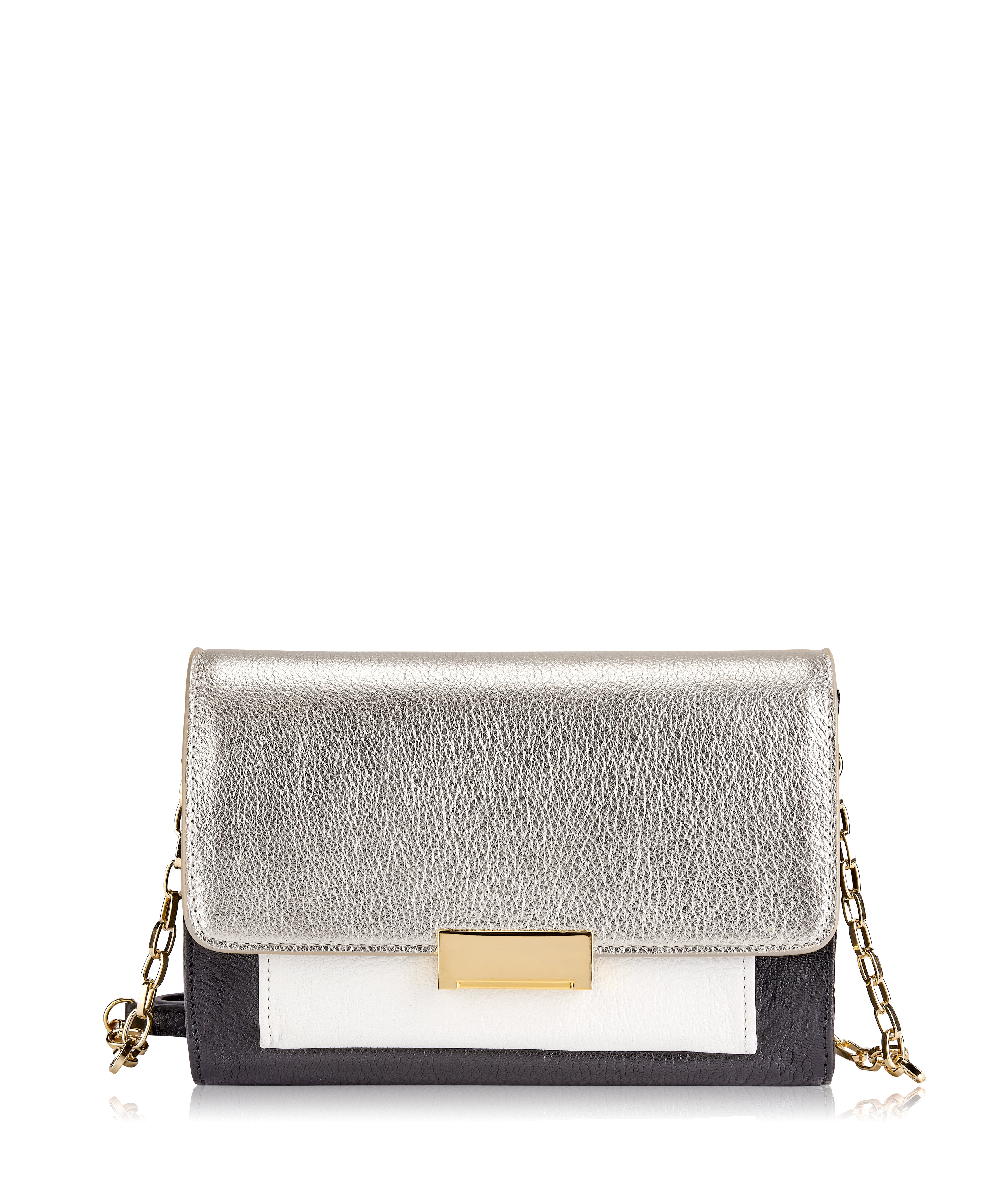 Kate Crossbody Bag - White Gold Metallic Goatskin Leather Handbag for Women | Fashionable Shoulder Purse for Work, Travel & Evening Events