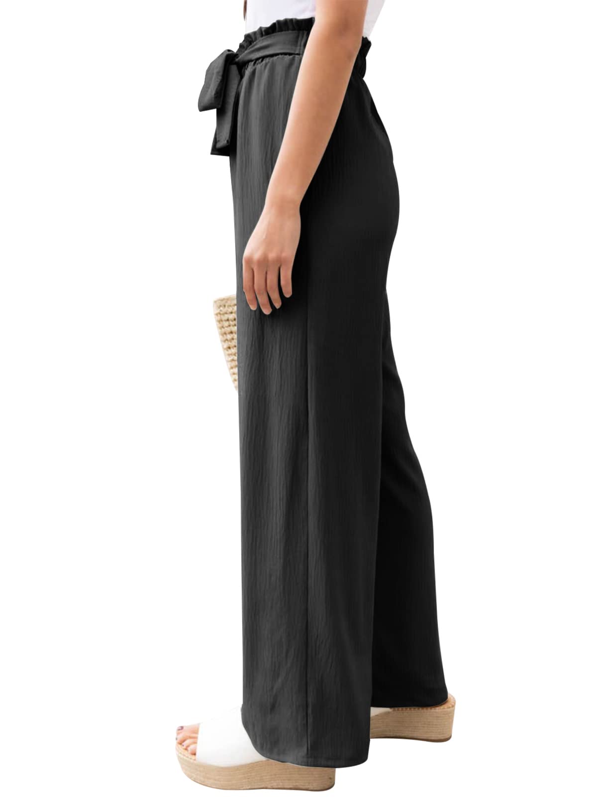 NIMIN Women's High Waisted Wide Leg Pants - Business Casual Work Pants with Pockets | Loose Flowy Summer Beach Trousers for Office, Travel & Vacation