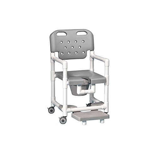 Premium Adjustable Shower Chair Commode with Padded Seat & Footrest - 20