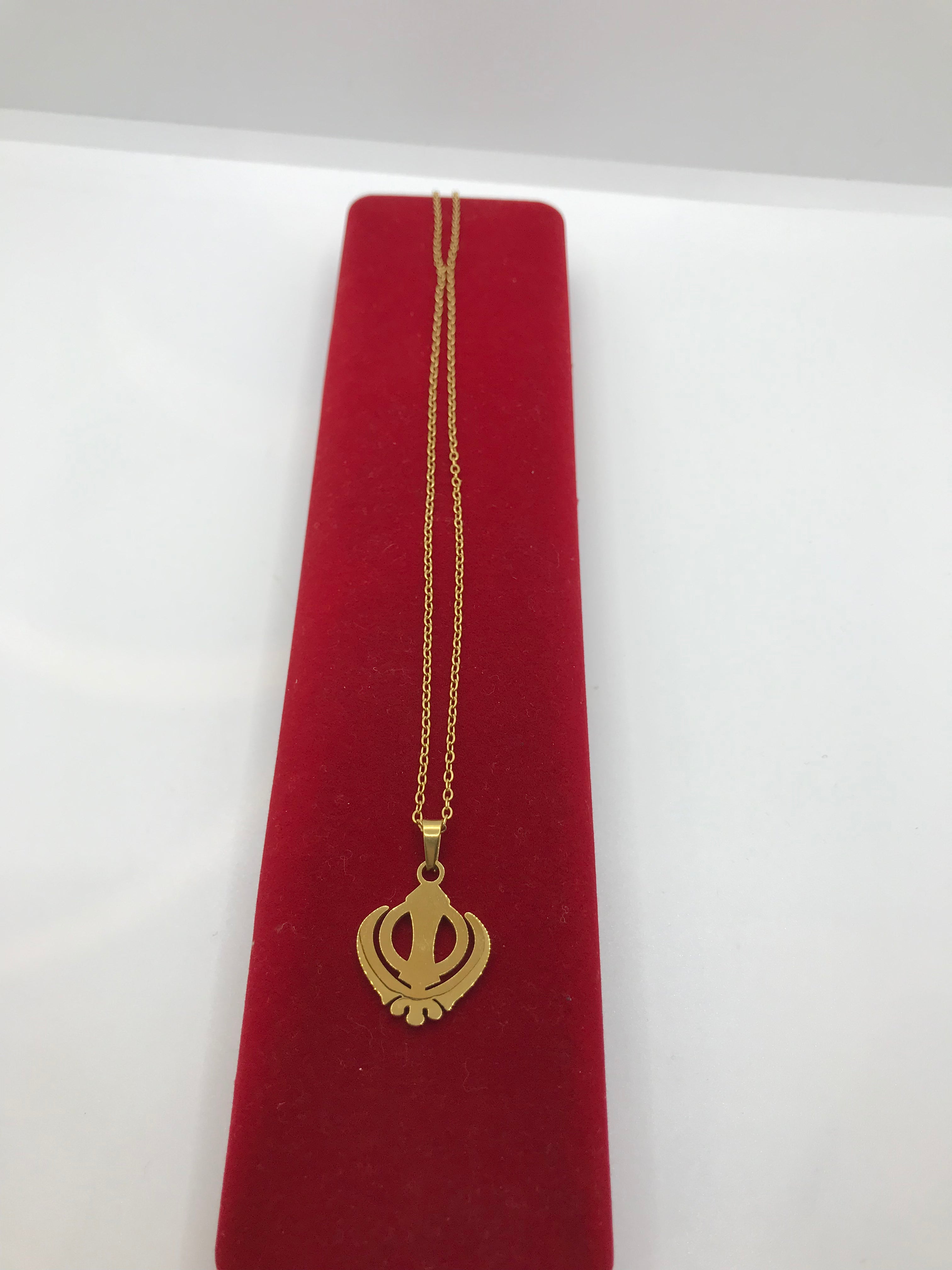 18k Gold Plated Khanda Necklace - Spiritual Sikh Jewelry for Men & Women - Perfect for Religious Ceremonies, Weddings & Everyday Wear