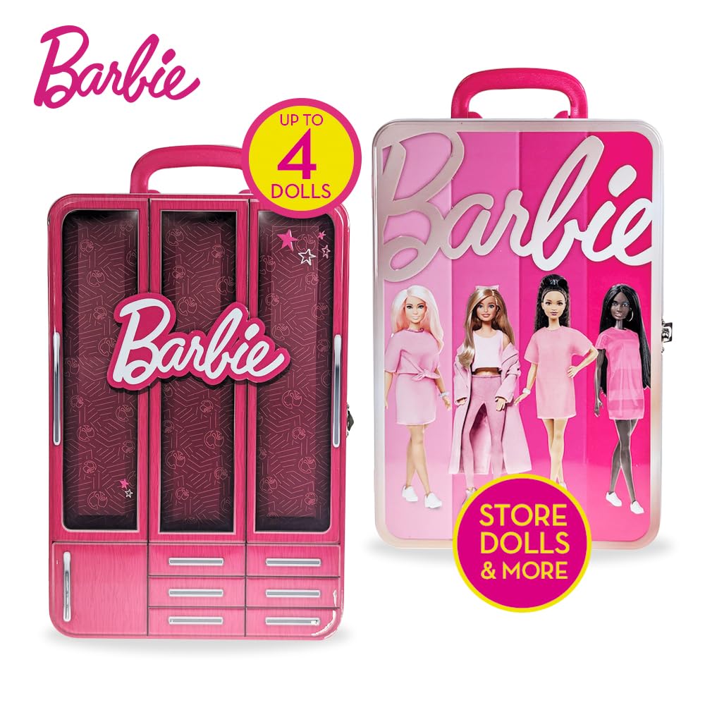 Barbie Metal Toy Storage Case - Durable Organizer for Dolls & Accessories, Compatible with Most 18