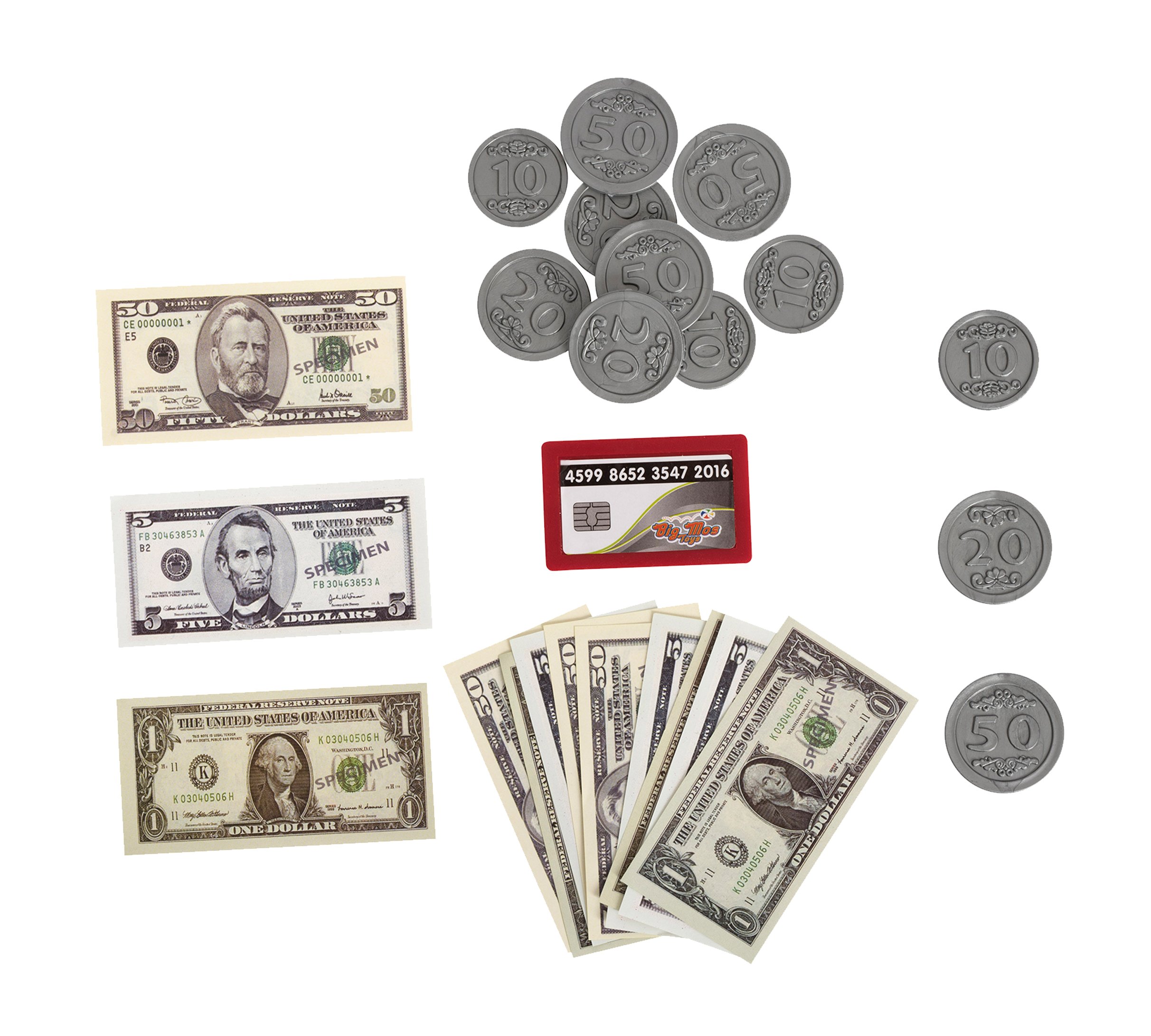 Big Mo's Toys Cash Register Play Set for Kids - 27 Piece Pretend Play Grocery Store Supermarket Toy with Fake Money, Play Food, Electronic Lights & Sounds | Educational Role Play Toy for Preschool Learning & Family Fun