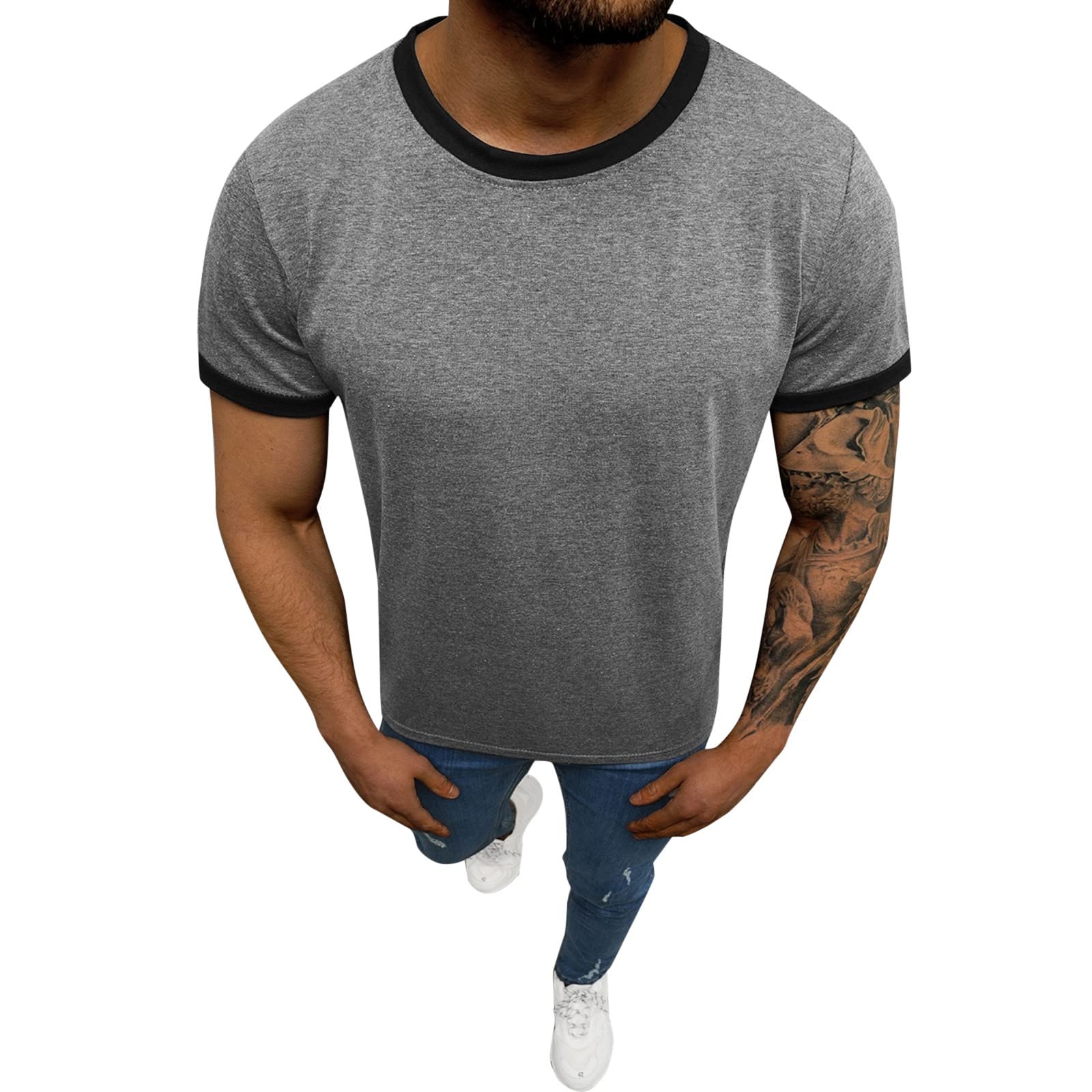 Stylish Unisex Casual Short Sleeve Round Neck Patchwork T-Shirt | Hawaiian-Inspired Activewear for Men & Women | Perfect for Beach Outings, Summer Vacations & Sports Activities