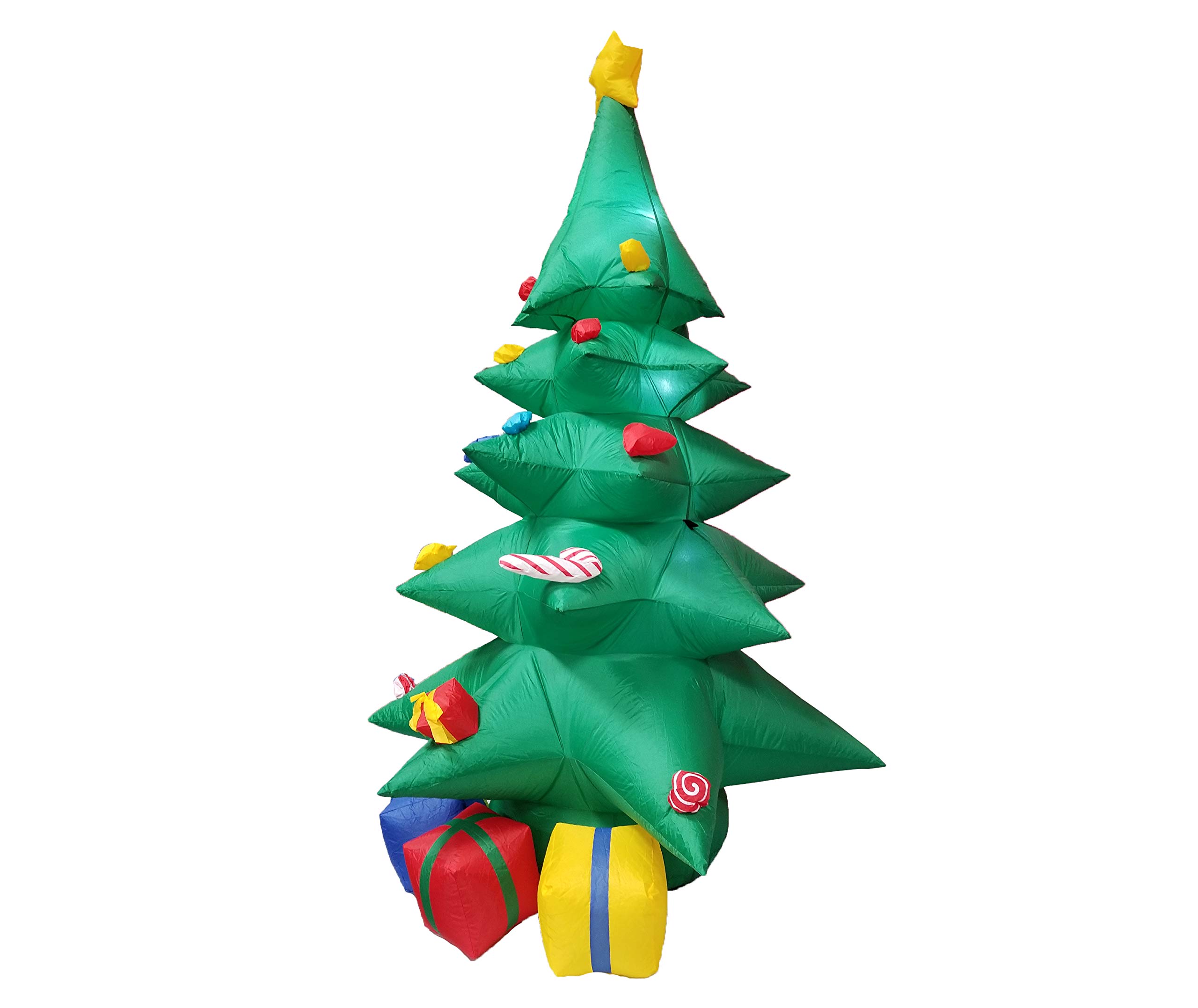 8ft Christmas Inflatable Stacking Elves & Green Tree Decor Set with Gift Boxes & Star - Outdoor Holiday Party Decorations for Yard, Lawn, and Home Christmas Decor