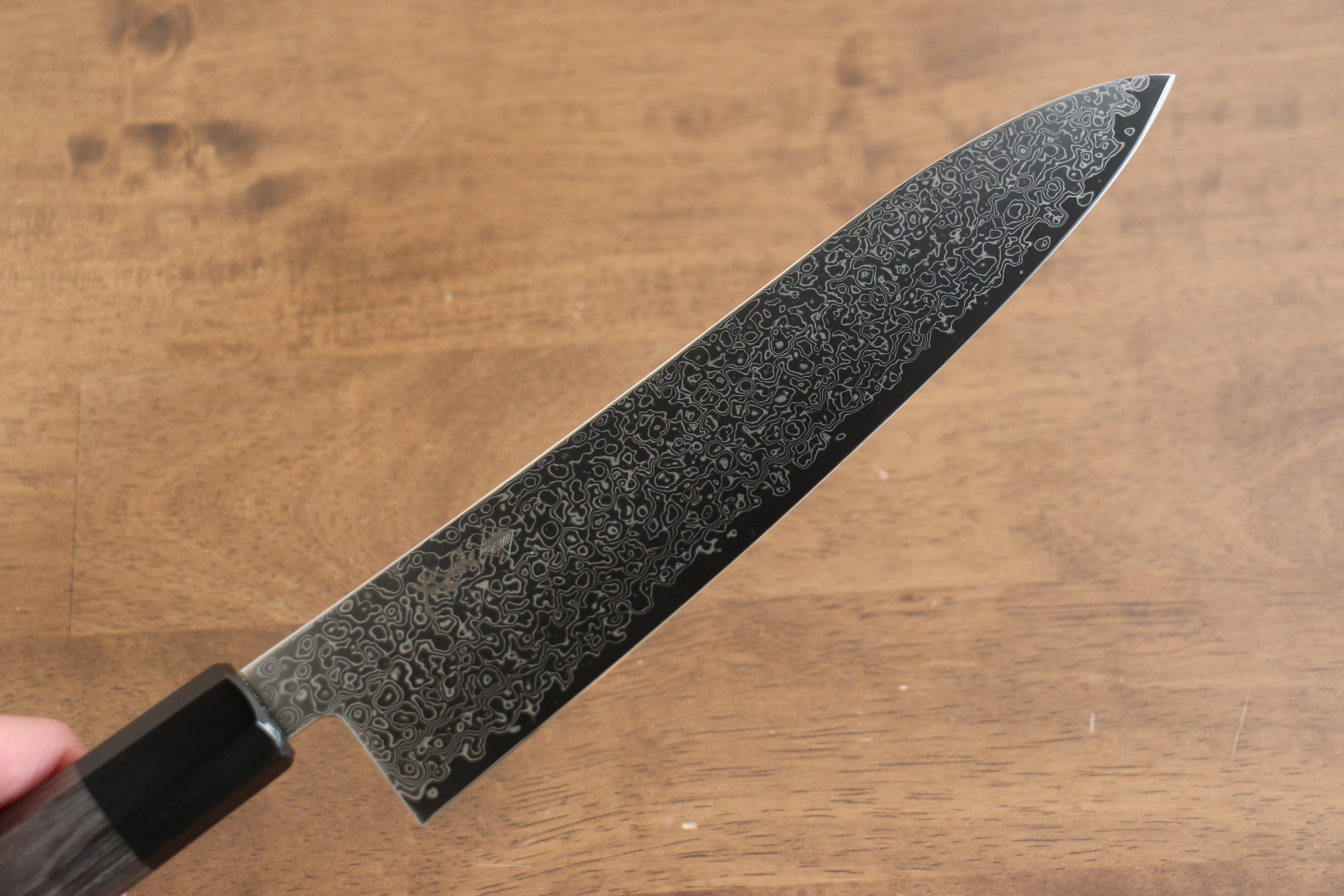 Premium Kanjyo VG10 Damascus Gyuto Chef Knife 210mm - Japanese High Carbon Stainless Steel Blade with Gray Pakkawood Handle - Perfect for Sushi, Meat Slicing & Professional Kitchen Use